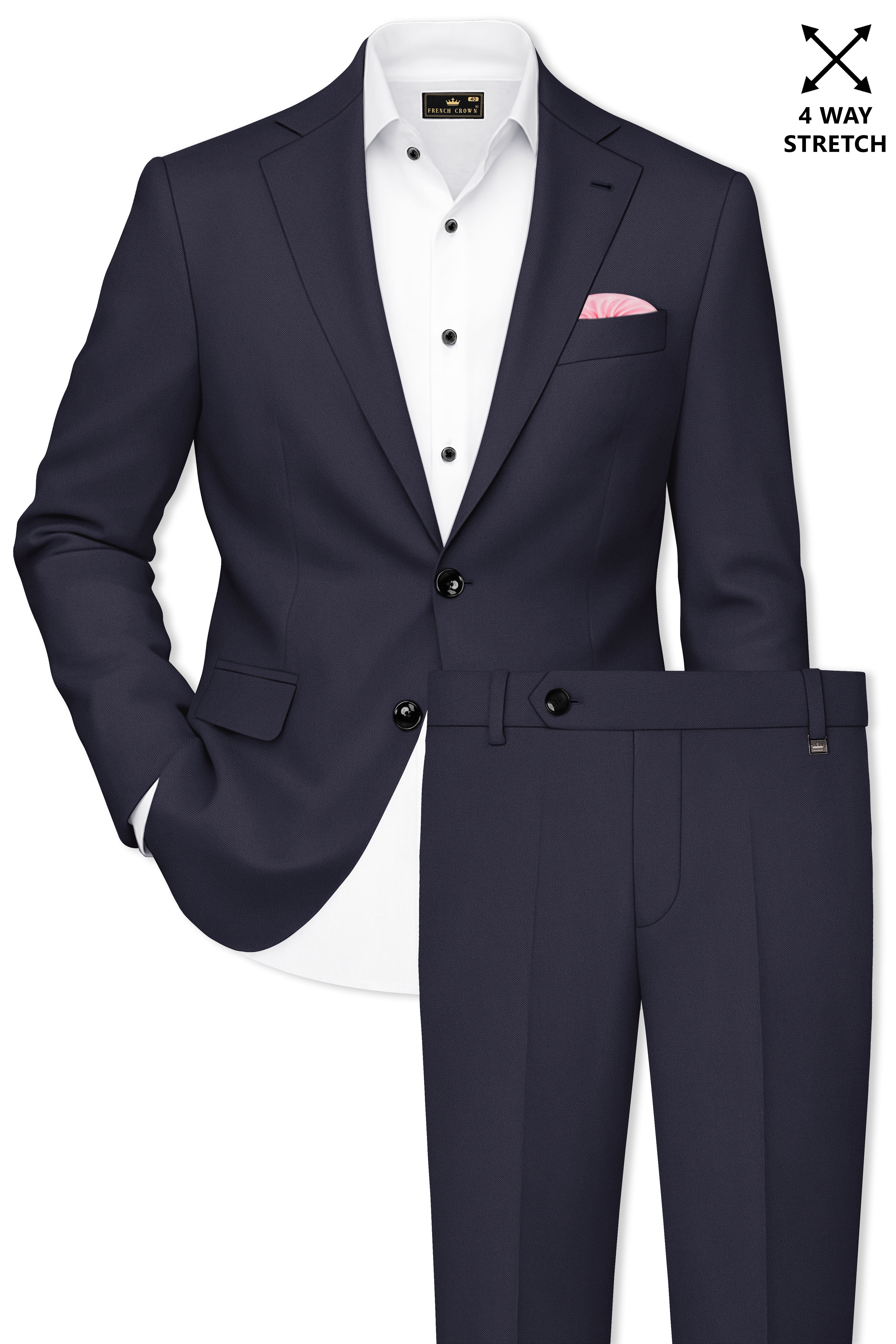 Kairo-Korean Charcoal Gray 4-Way Stretch Wrinkle-Free Wool Rich Single Breasted Suit