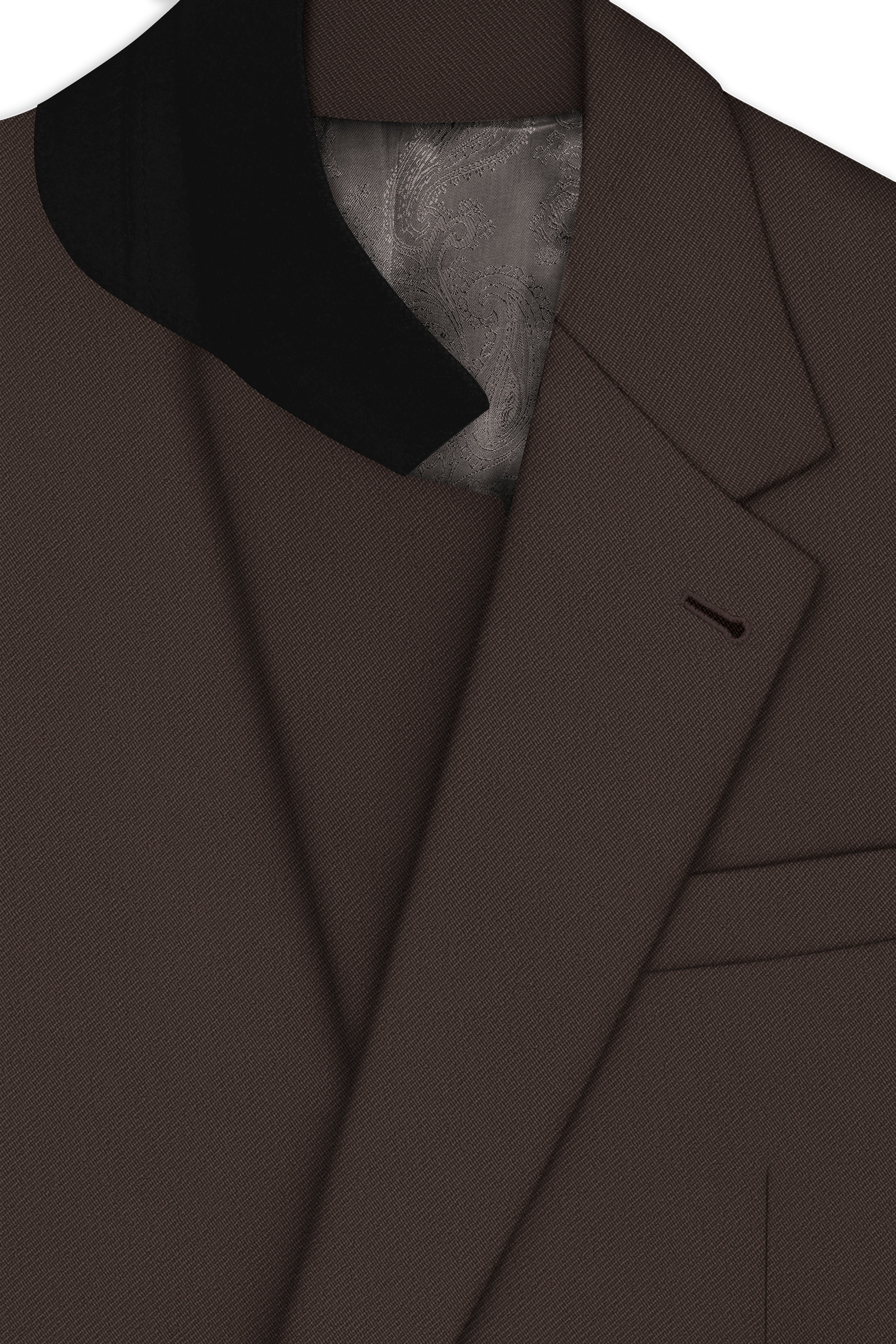 Serein-Korean Taupe Brown 4-Way Stretch Wrinkle-Free Wool Rich Single Breasted Suit
