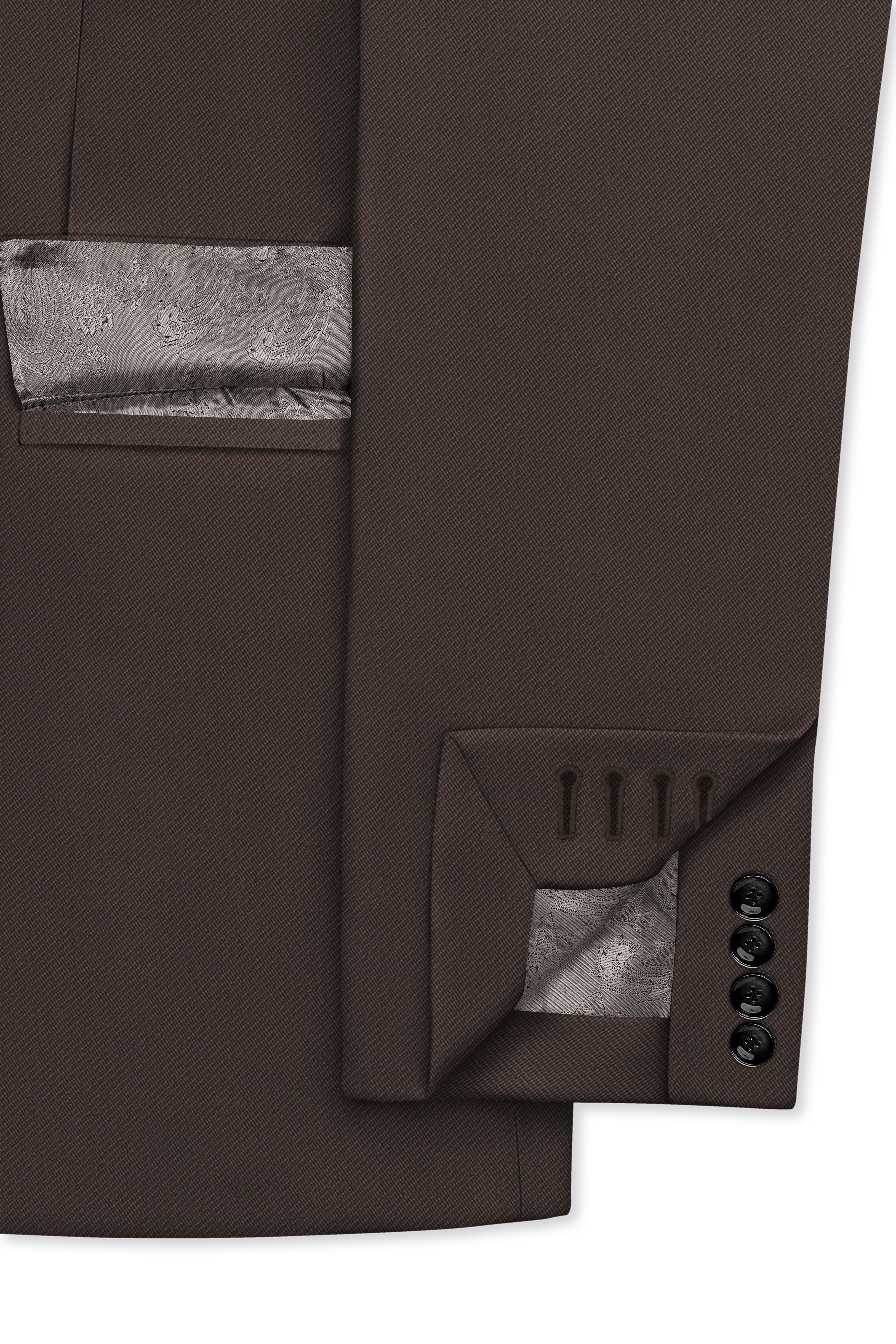 Serein-Korean Taupe Brown 4-Way Stretch Wrinkle-Free Wool Rich Single Breasted Suit
