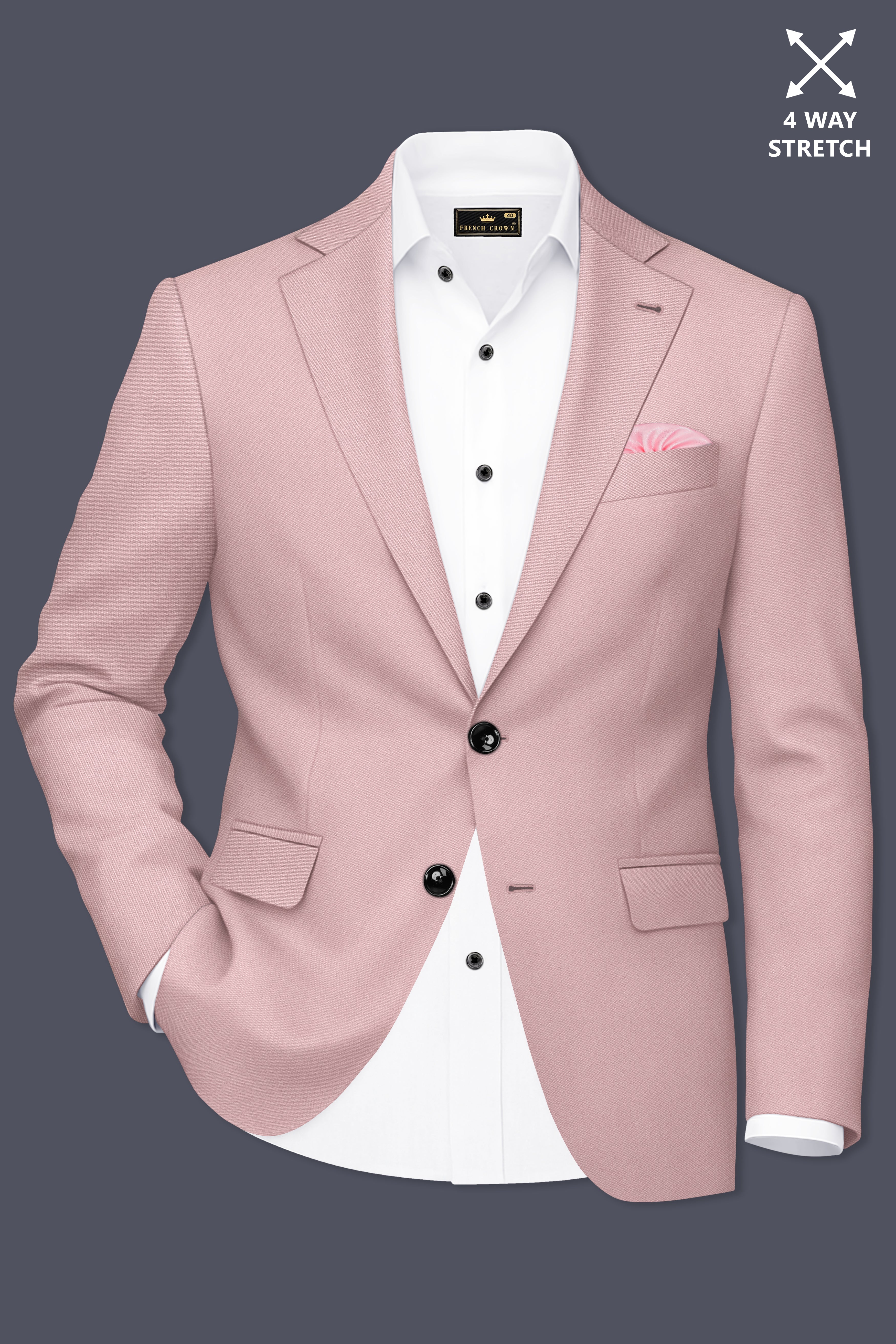 Solenne-Korean Pharlap Peach 4-Way Stretch Wrinkle-Free Wool Rich Single Breasted Suit