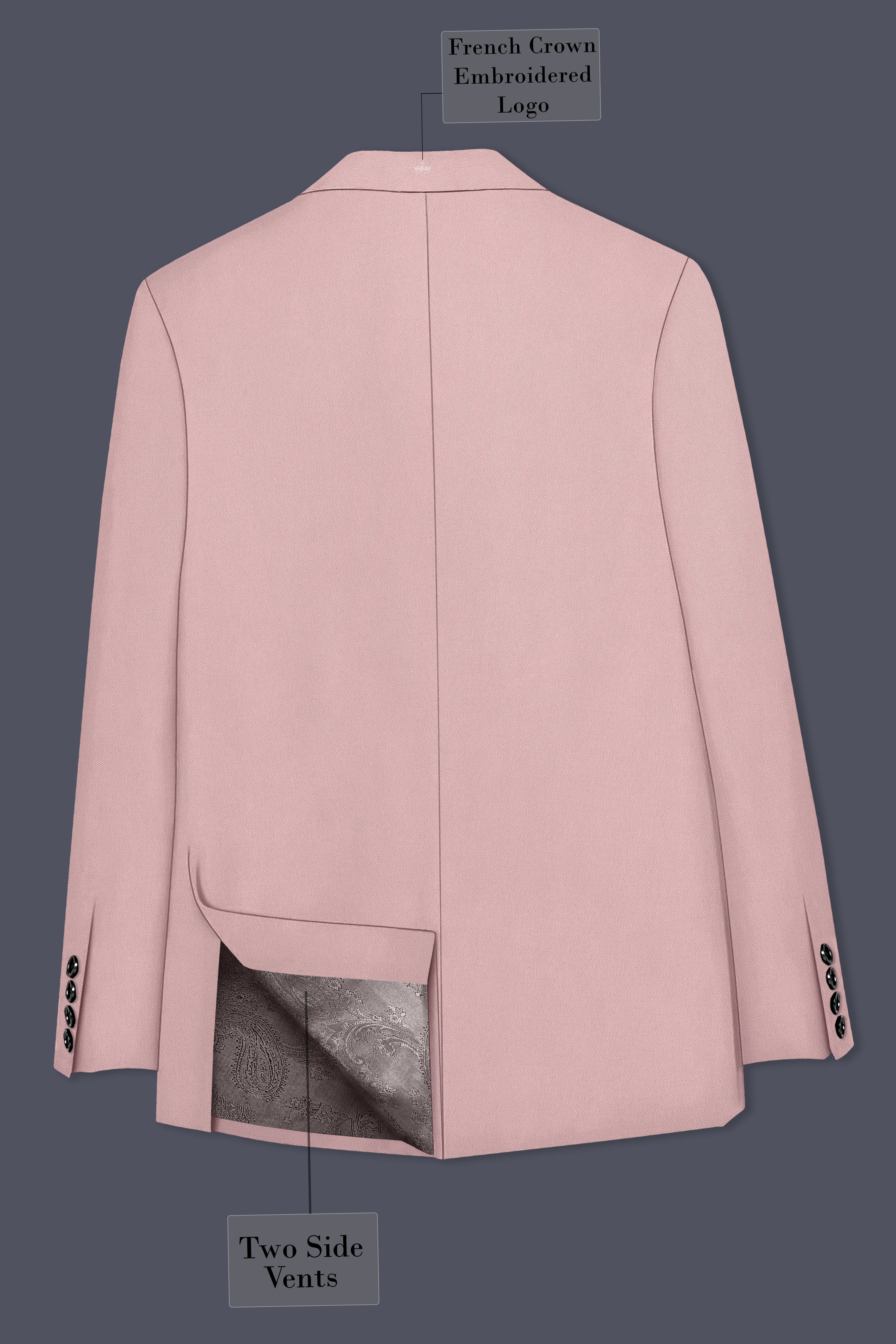 Solenne-Korean Pharlap Peach 4-Way Stretch Wrinkle-Free Wool Rich Single Breasted Suit