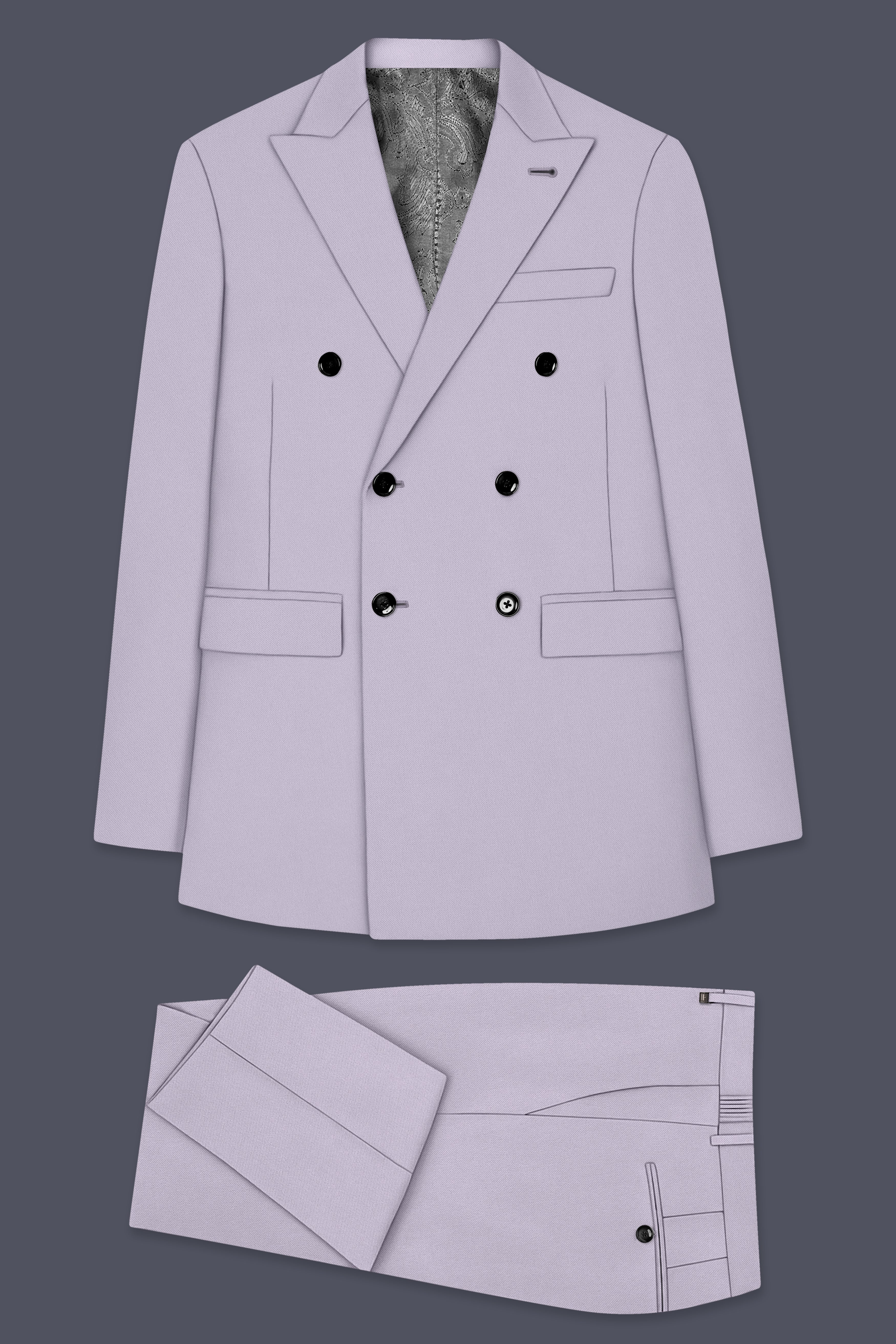 Aegis-Korean Iron Gray 4-Way Stretch Wrinkle-Free Wool Rich Double Breasted Suit