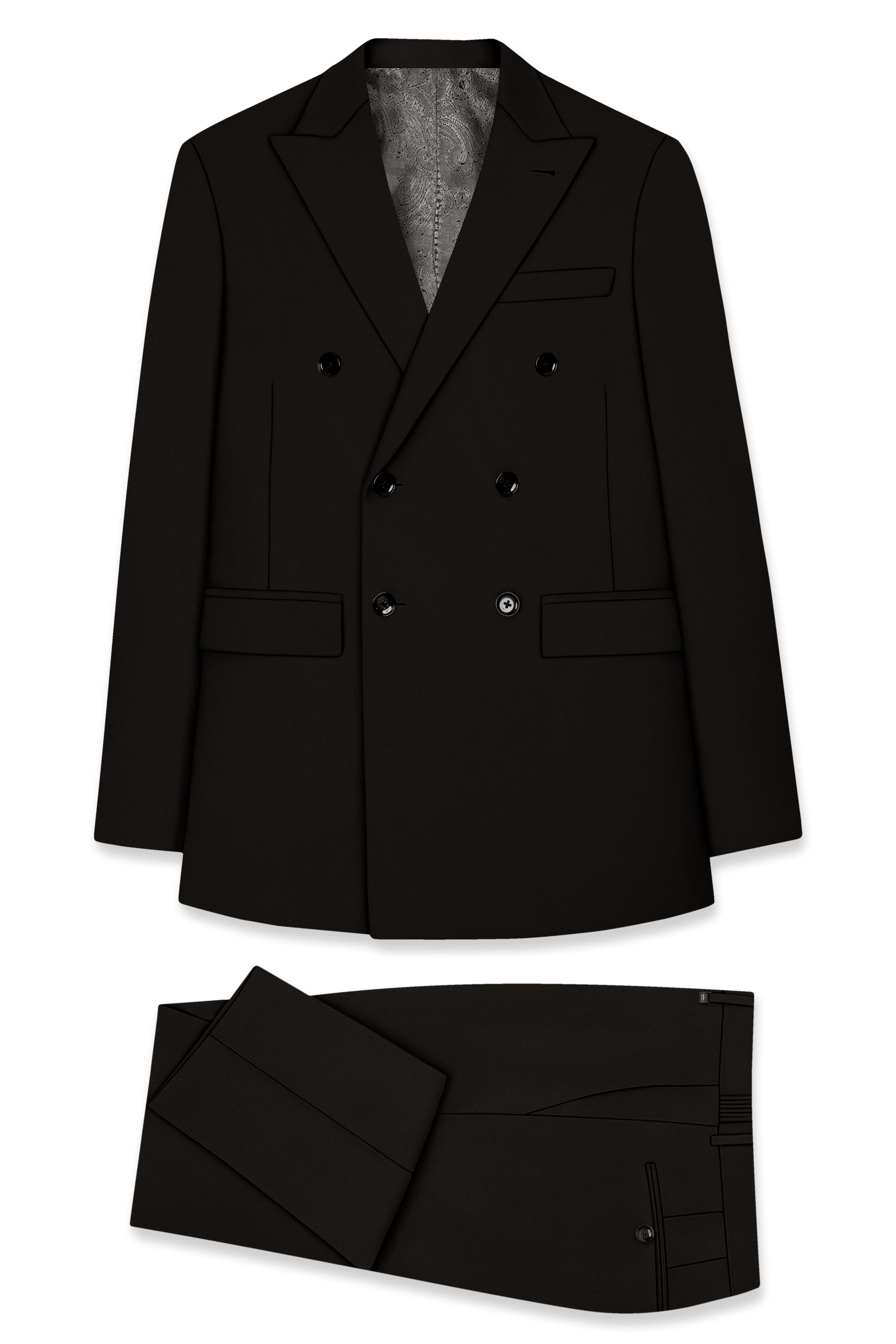 Bronze-Korean Zeus Brown 4-Way Stretch Wrinkle-Free Wool Rich Double Breasted Suit