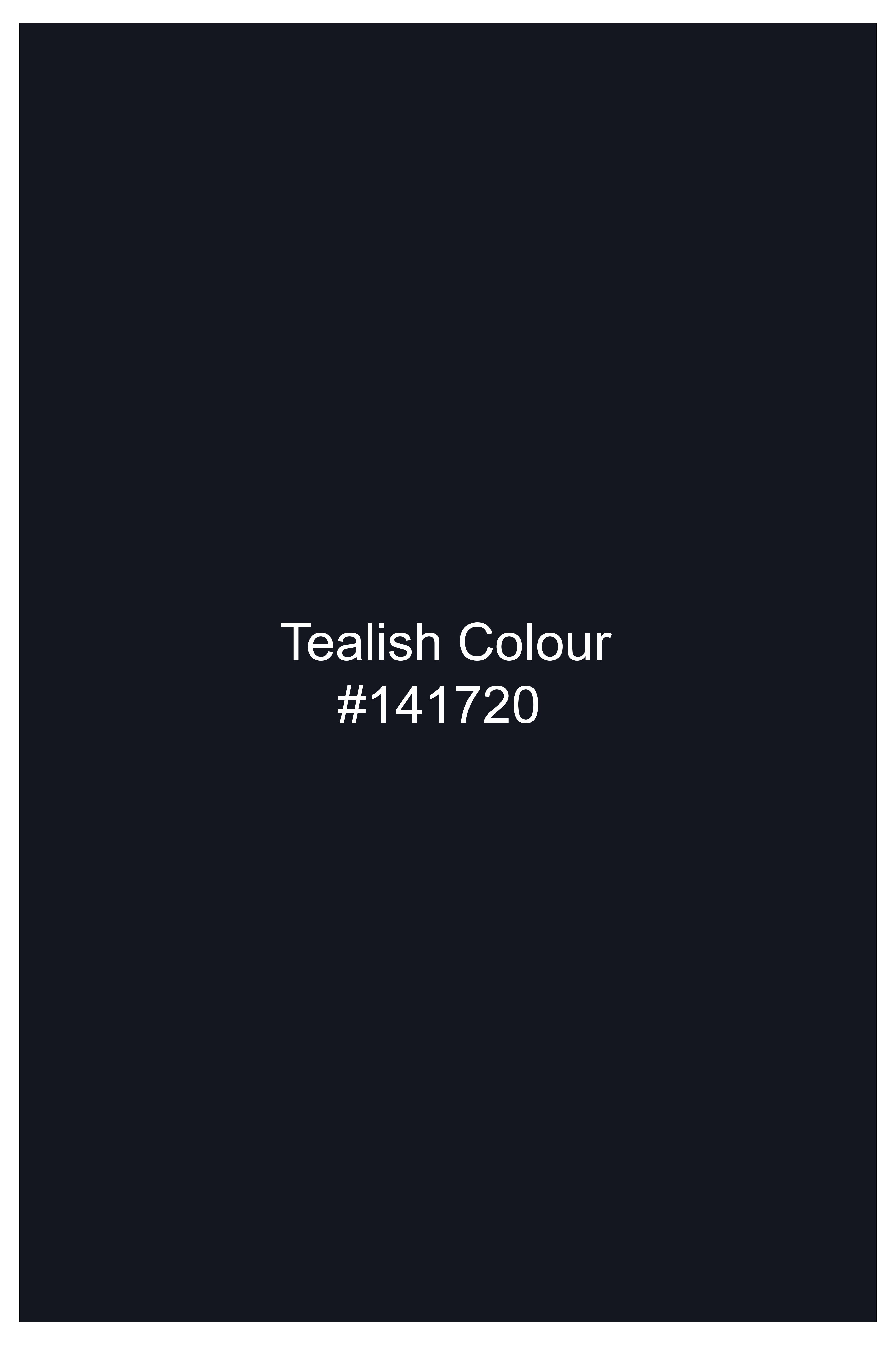 Nero-Korean Tealish Navy 4-Way Stretch Wrinkle-Free Wool Rich Single Breasted Suit