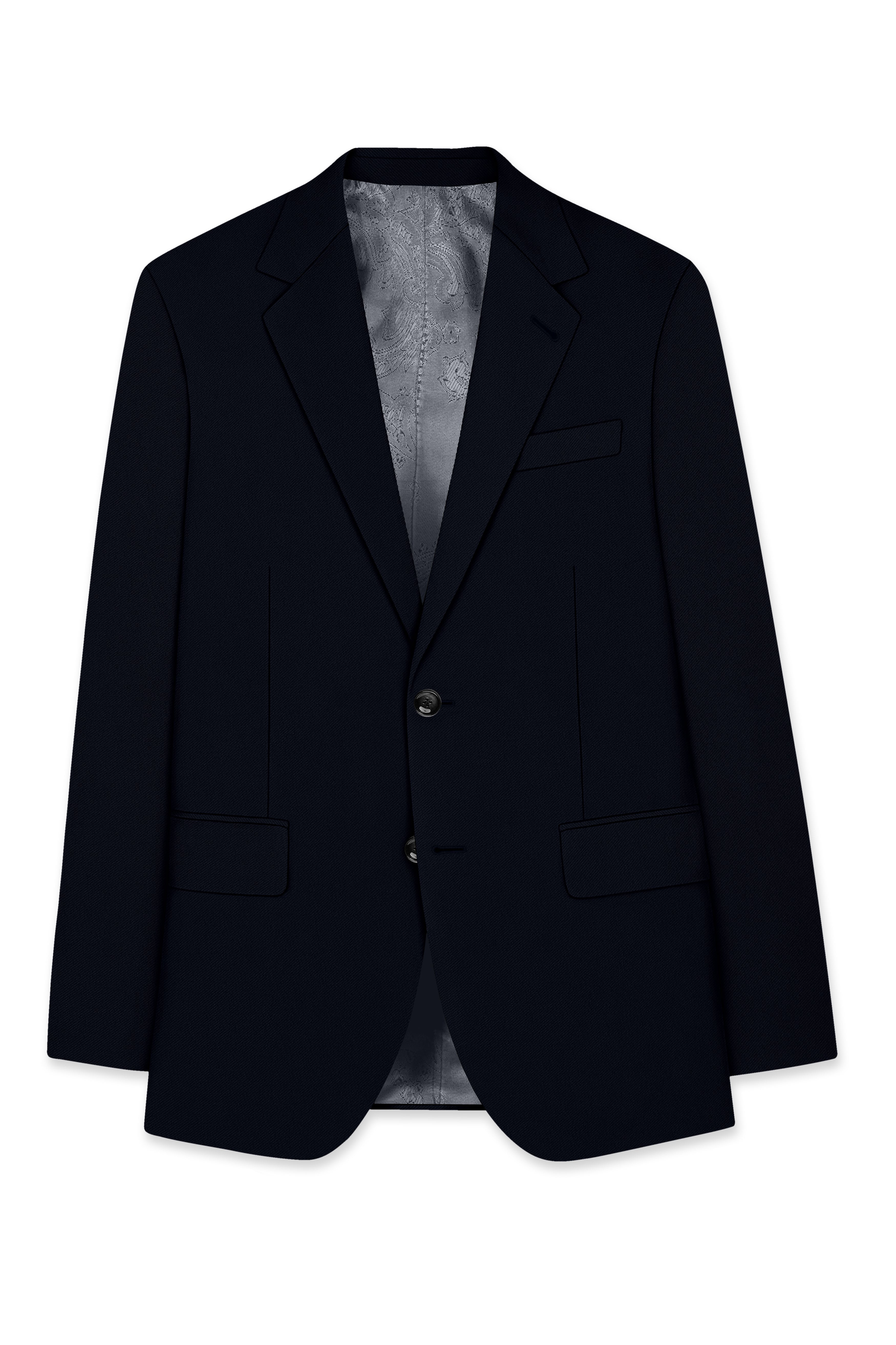 Nero-Korean Tealish Navy 4-Way Stretch Wrinkle-Free Wool Rich Single Breasted Suit
