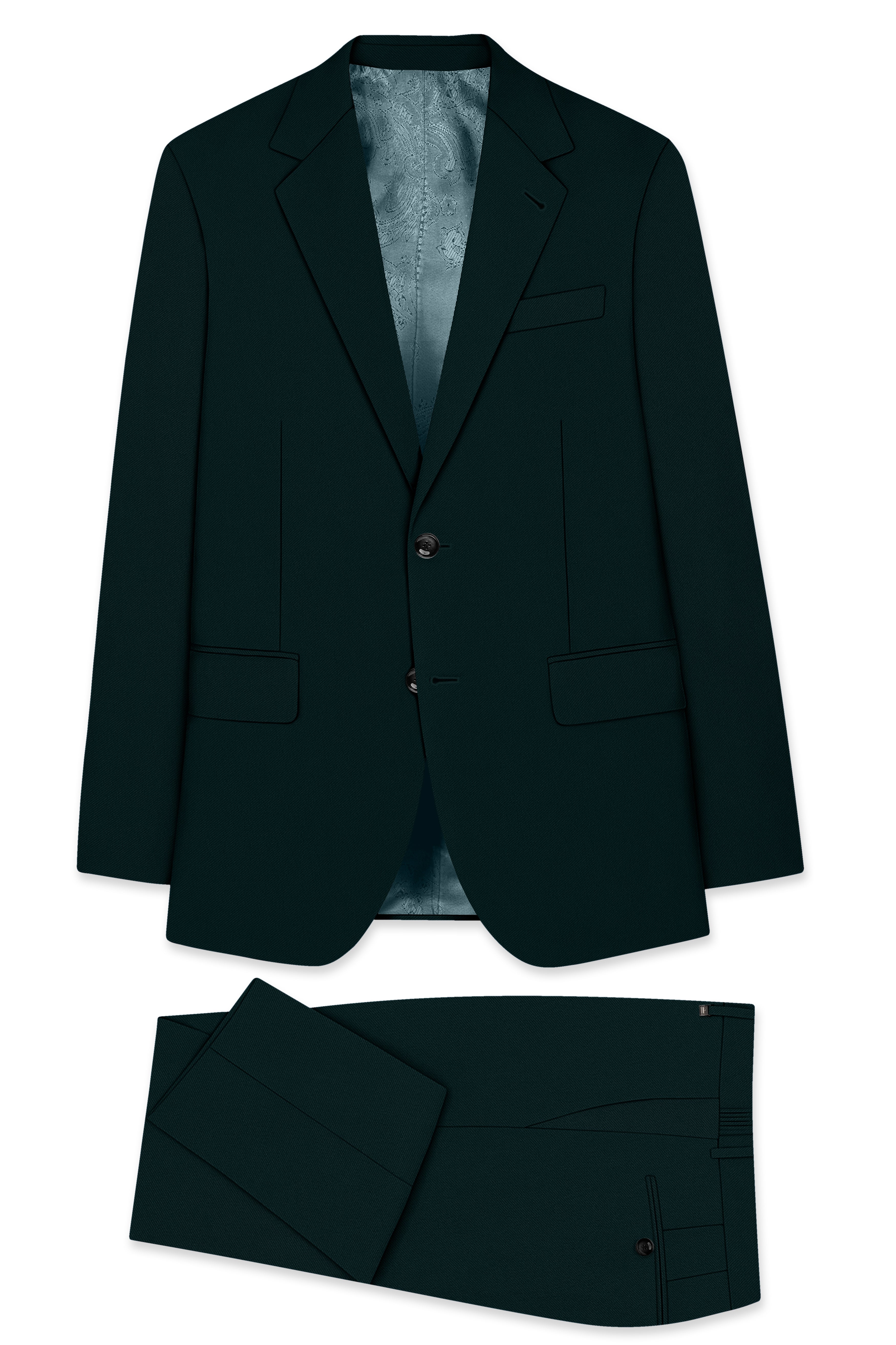 Terrain-Korean Swamp Green 4-Way Stretch Wrinkle-Free Wool Rich Single Breasted Suit