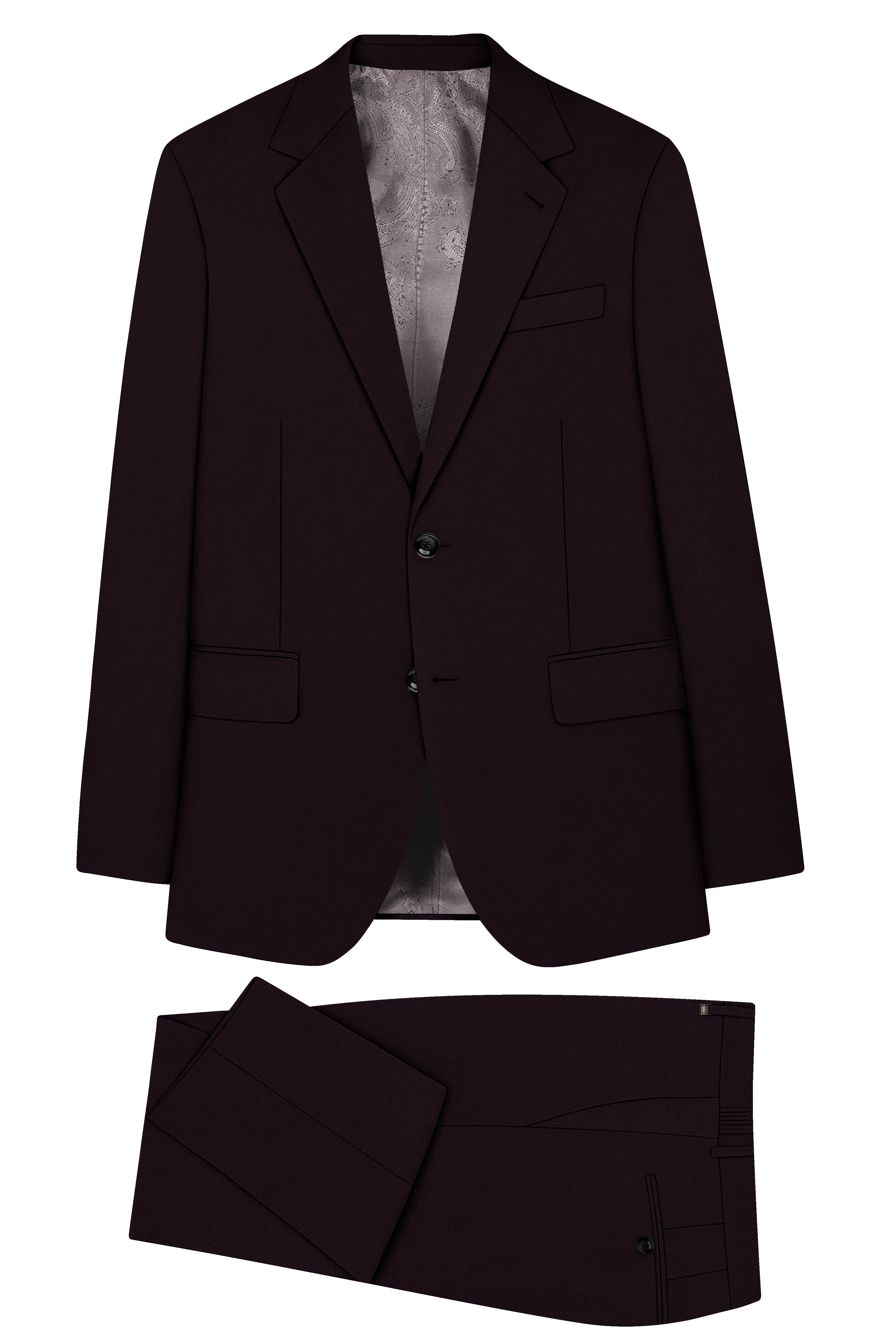 Merlot-Korean Wine Purple 4-Way Stretch Wrinkle-Free Wool Rich Single Breasted Suit