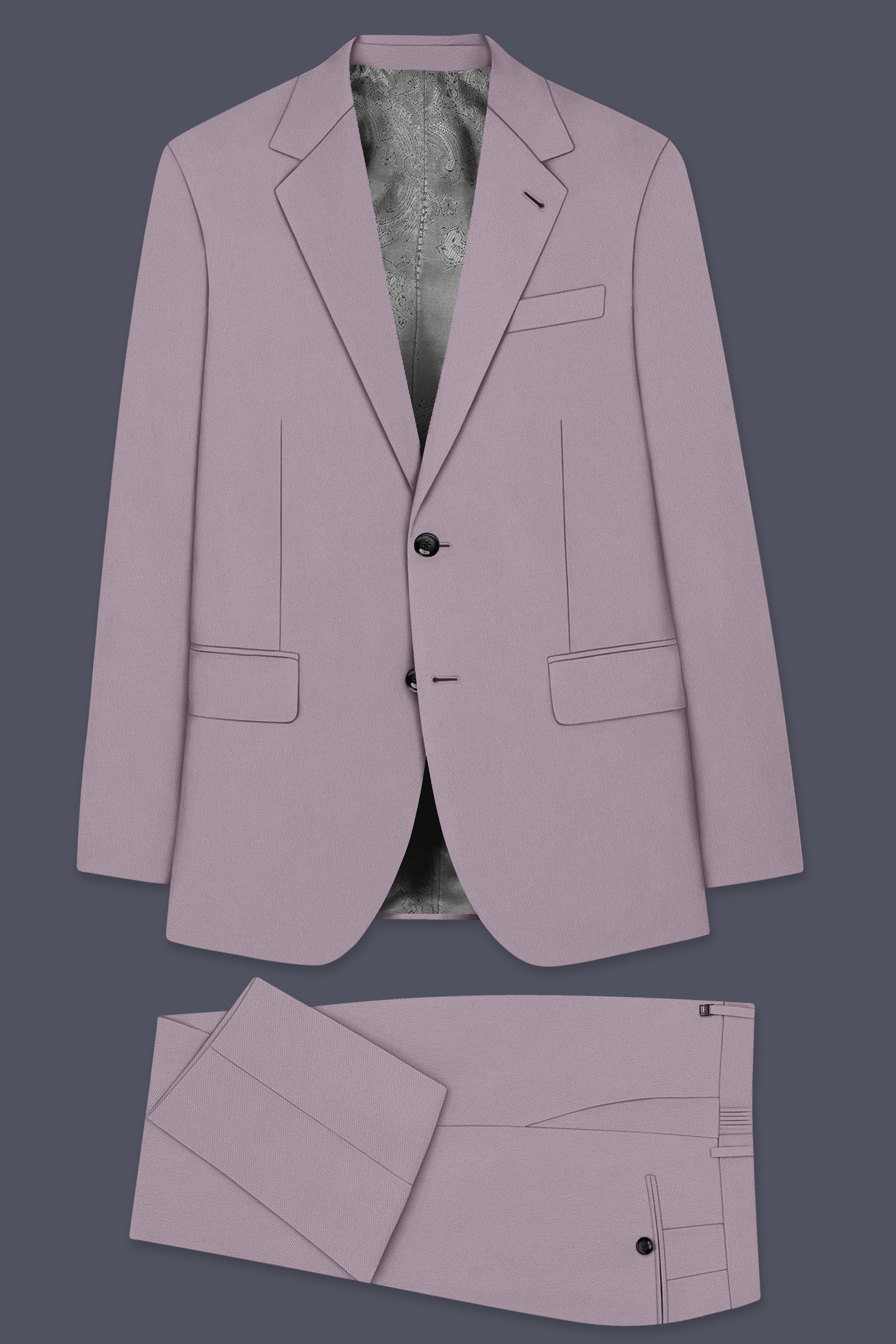 Roselle-Korean Bouquet Pink 4-Way Stretch Wrinkle-Free Wool Rich Single Breasted Suit