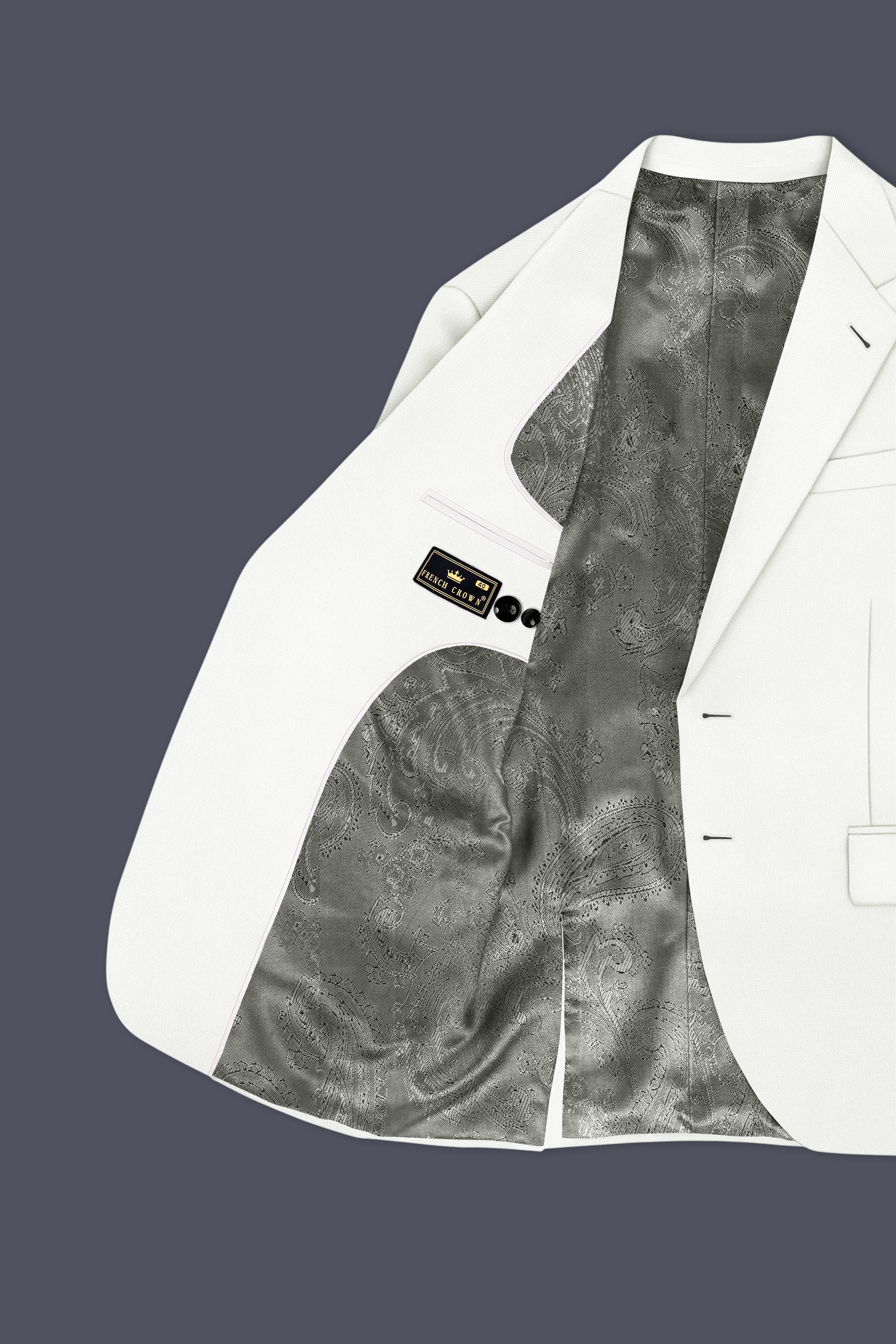 Celio-Korean Off White 4-Way Stretch Wrinkle-Free Wool Rich Single Breasted Suit