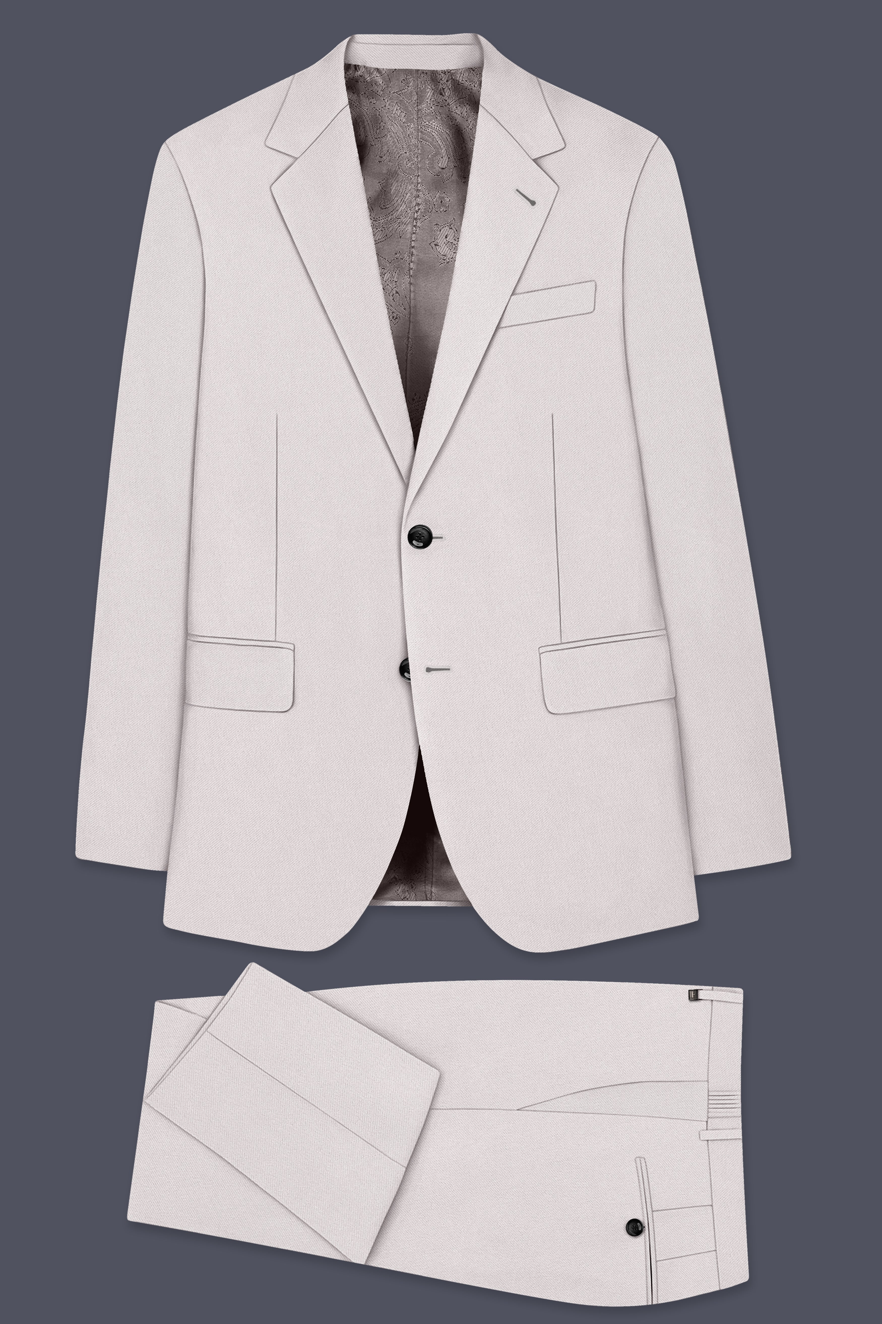 Ivora-Korean Amour Cream 4-Way Stretch Wrinkle-Free Wool Rich Single Breasted Suit