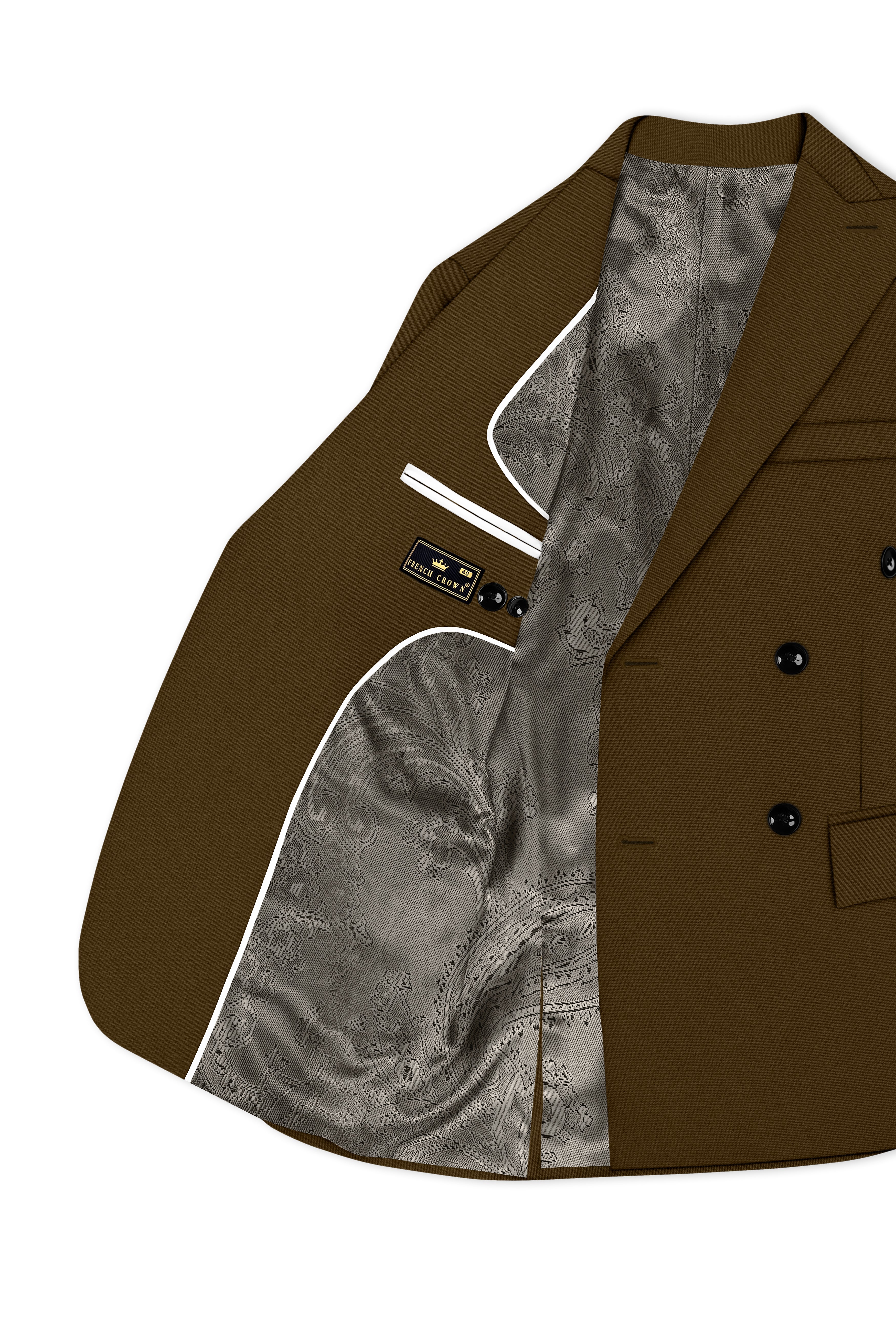 Terra-Korean Tumbleweed Brown 4-Way Stretch Wrinkle-Free Wool Rich Double Breasted Suit