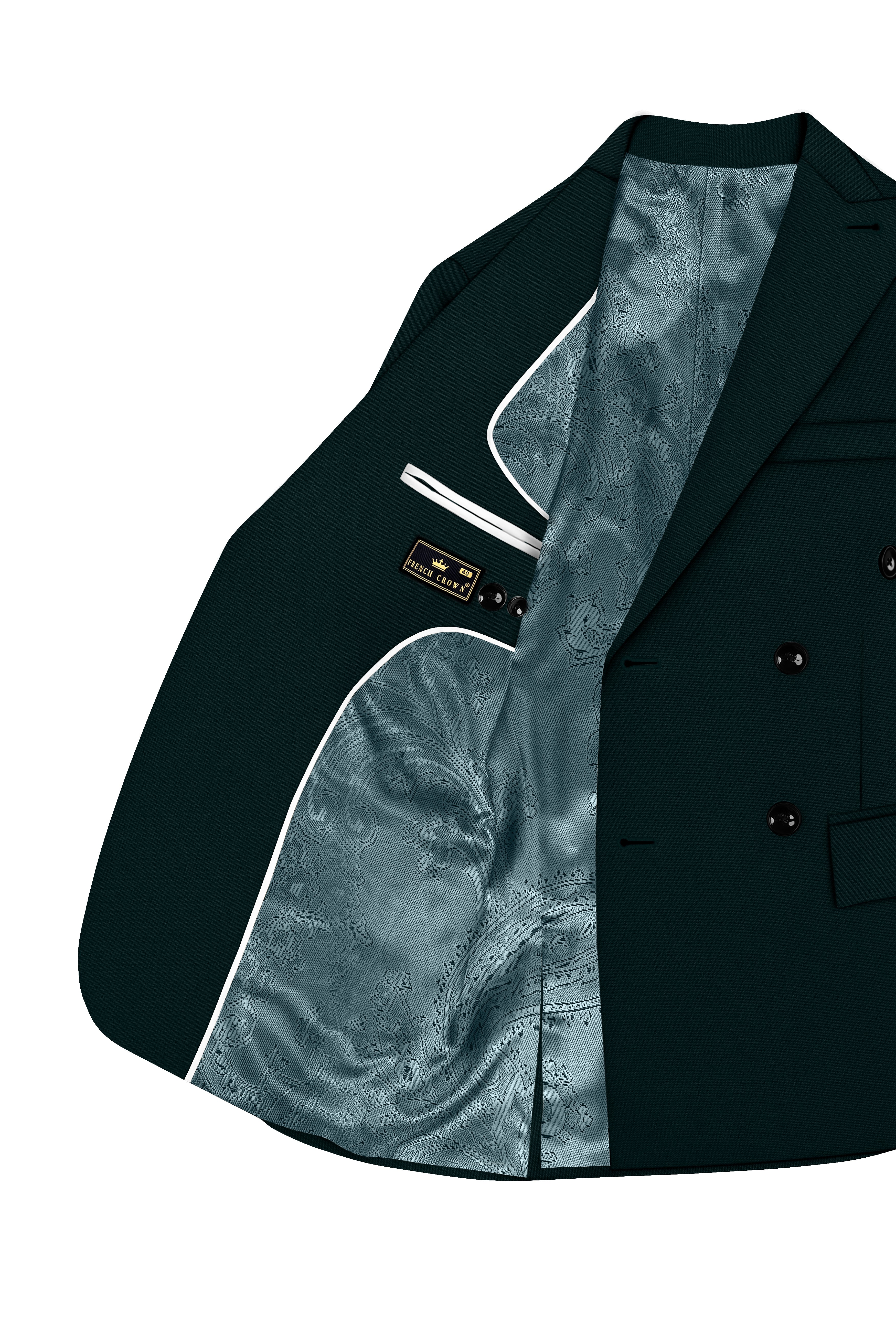 Terrain-Korean Swamp Green 4-Way Stretch Wrinkle-Free Wool Rich Double Breasted Suit
