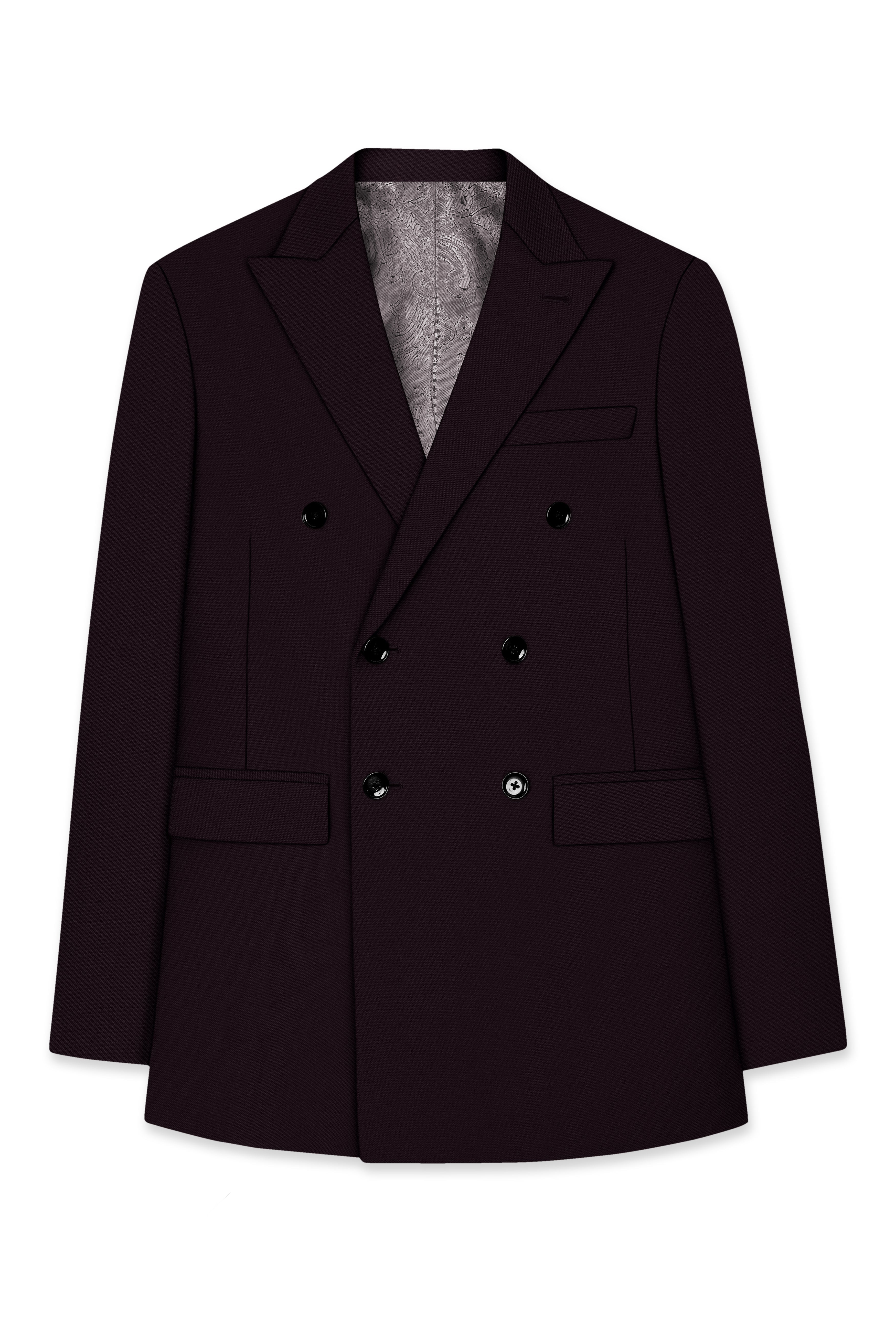 Merlot-Korean Wine Purple 4-Way Stretch Wrinkle-Free Wool Rich Double Breasted Suit