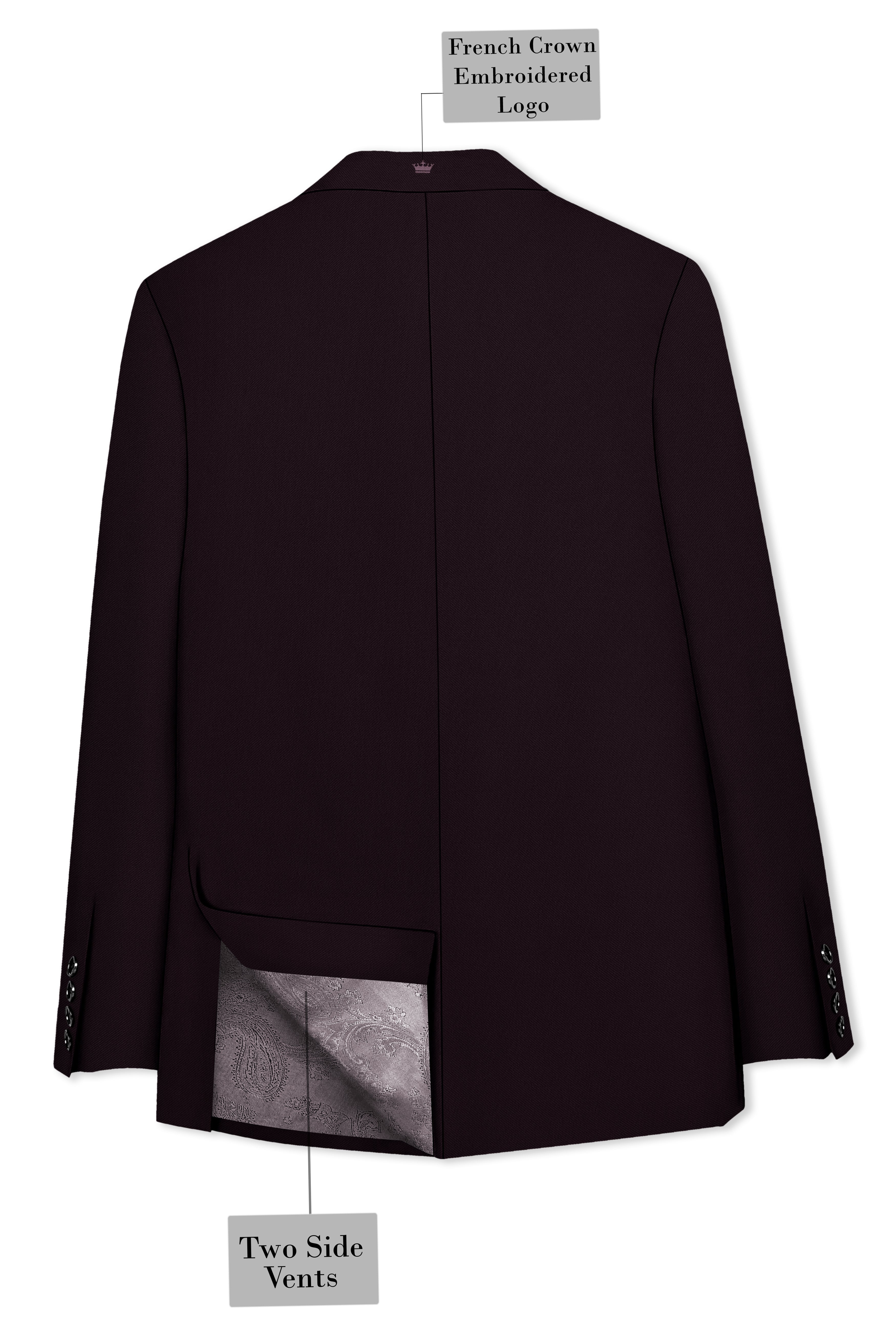 Merlot-Korean Wine Purple 4-Way Stretch Wrinkle-Free Wool Rich Double Breasted Suit
