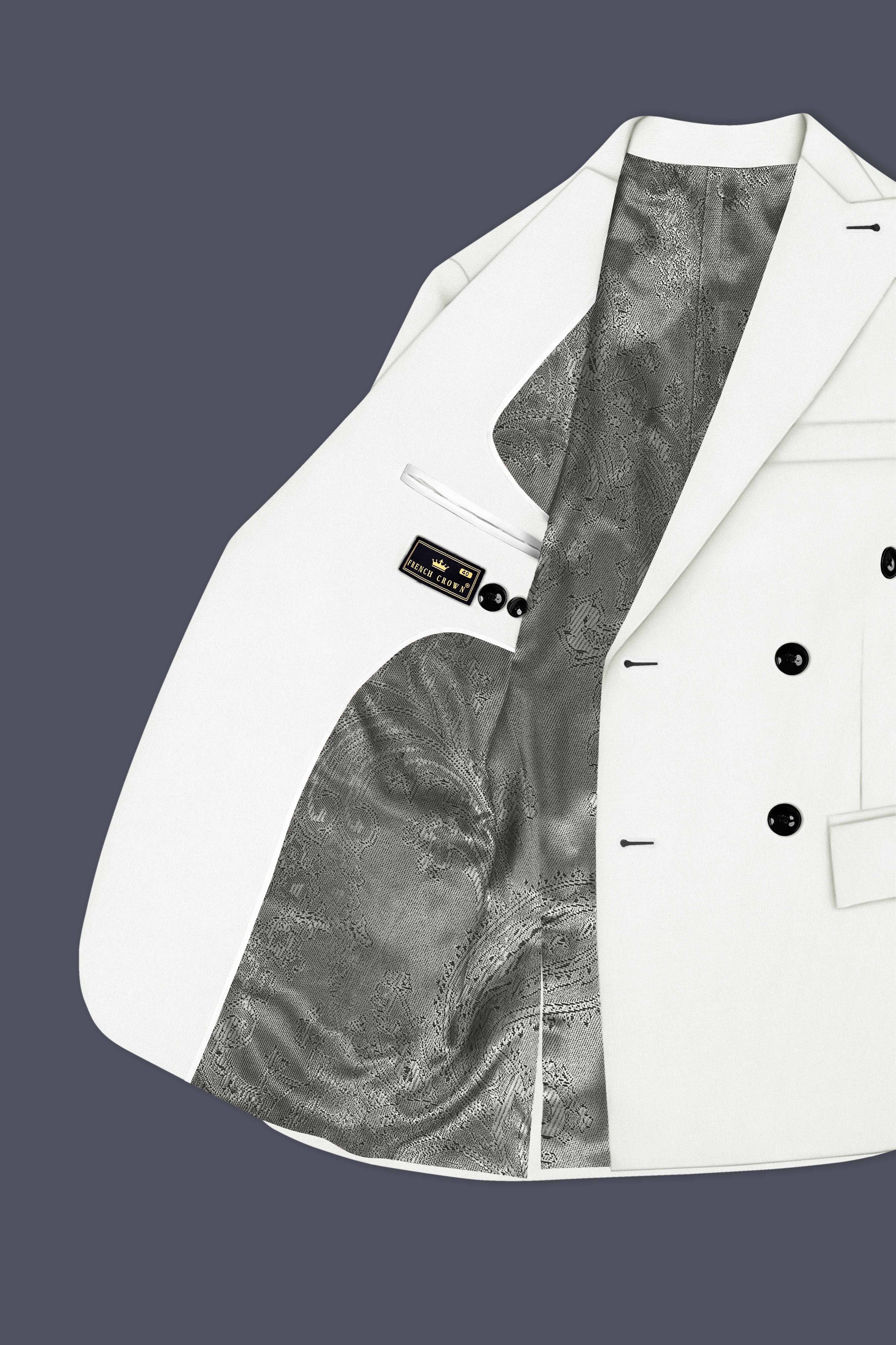 Celio-Korean Off White 4-Way Stretch Wrinkle-Free Wool Rich Double Breasted Suit