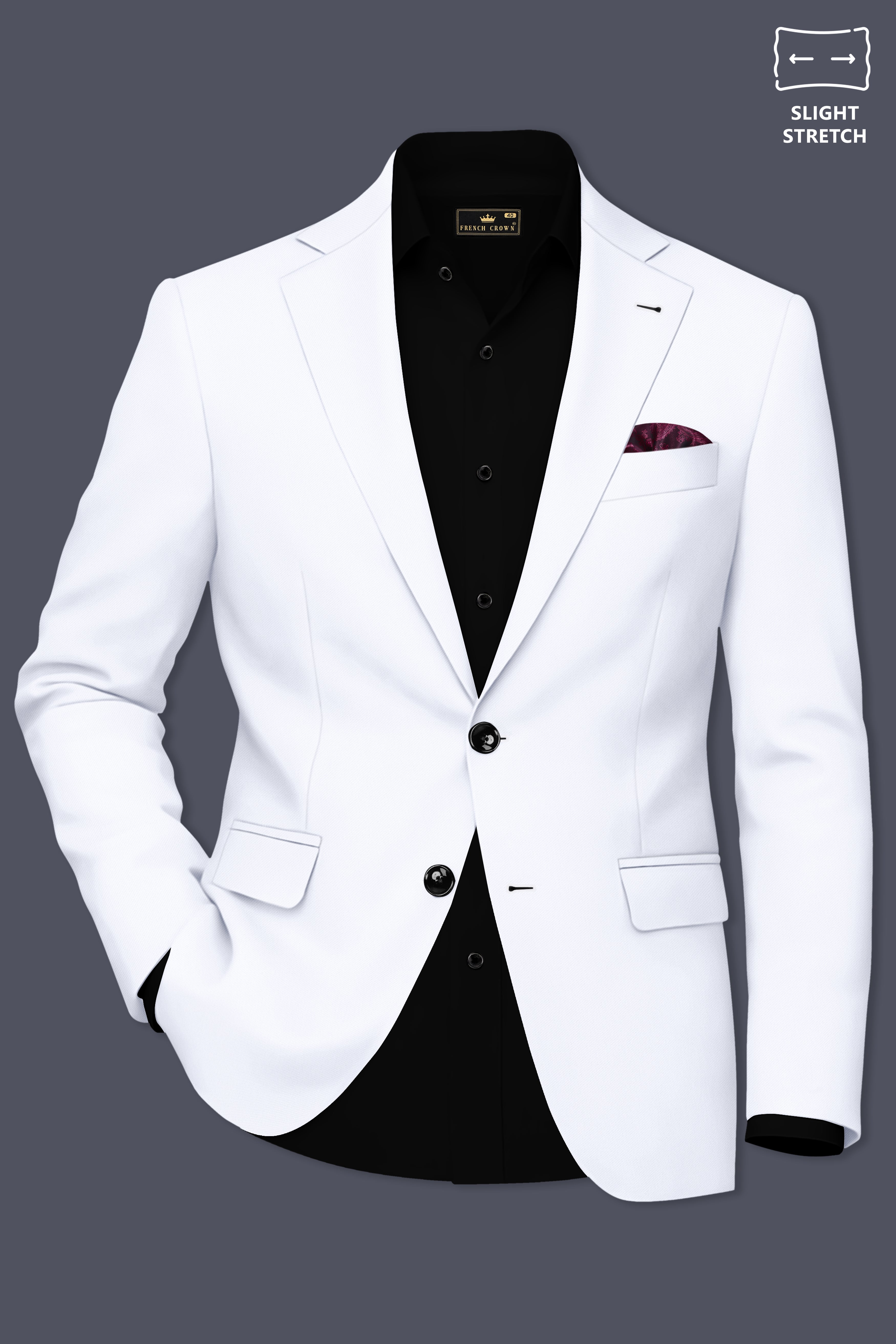 Ivory-Bright White Wool Rich Slight Stretch Single Breasted Suit