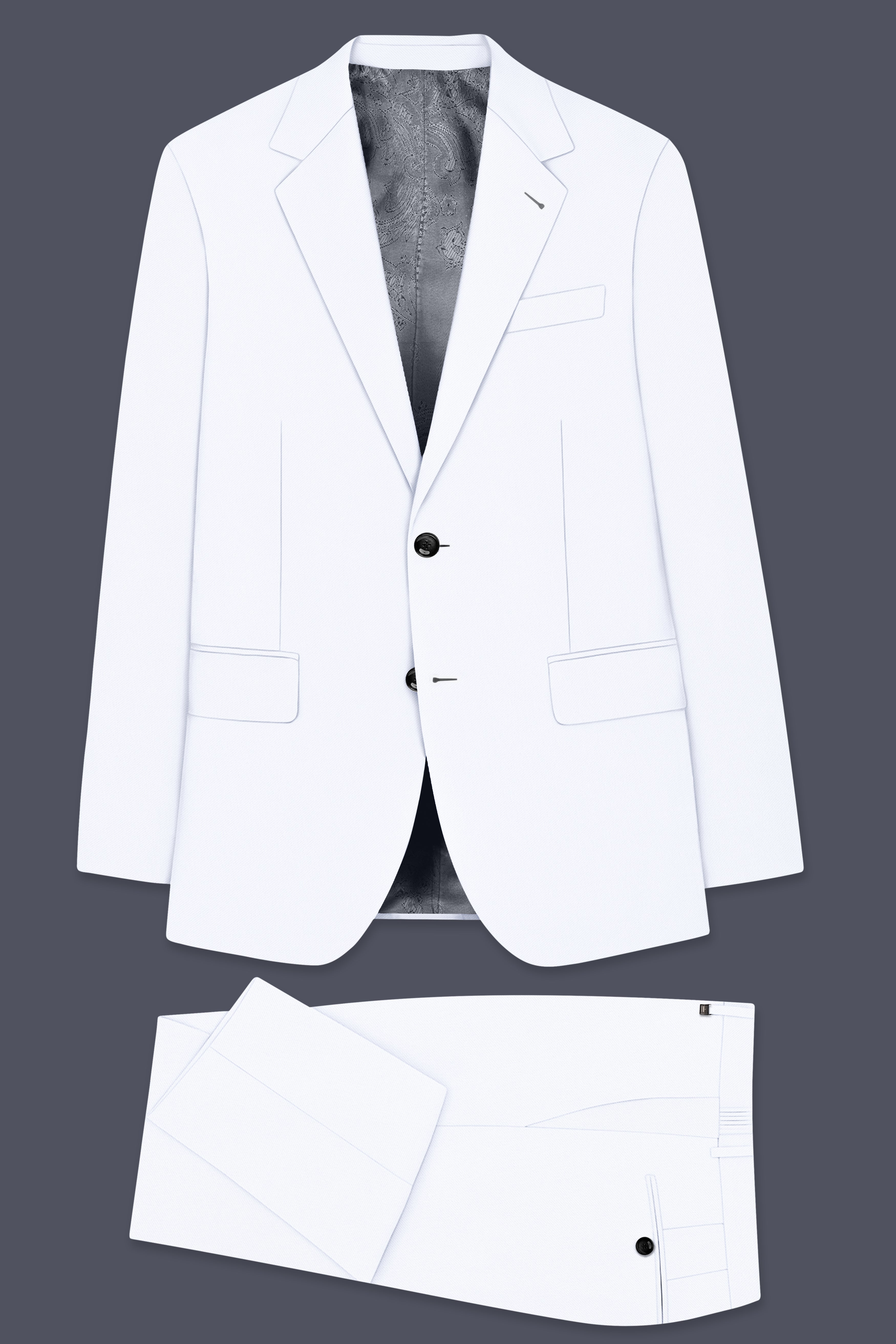 Ivory-Bright White Wool Rich Slight Stretch Single Breasted Suit
