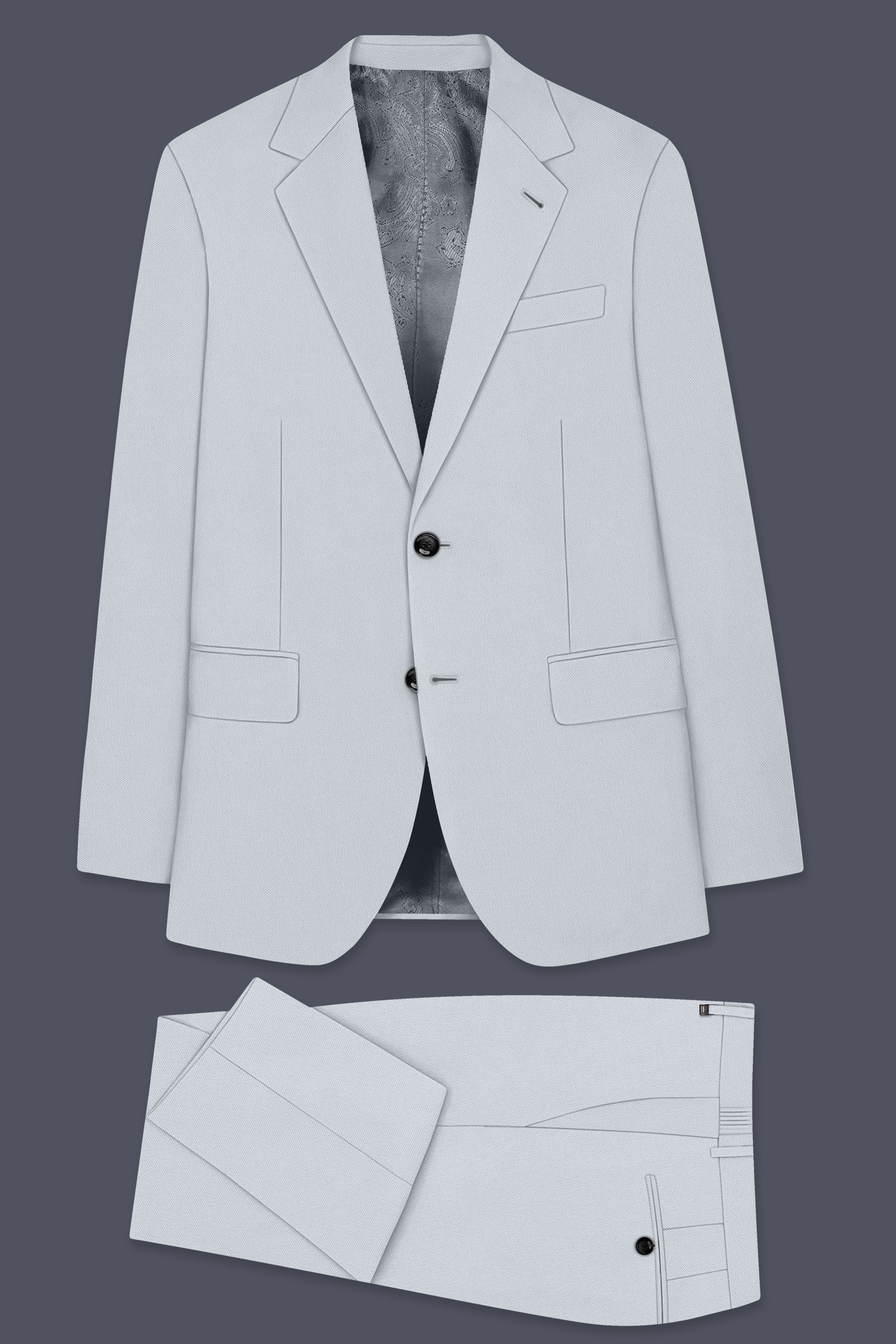 Slate-Mystic Gray Wool Rich Slight Stretch Single Breasted Suit
