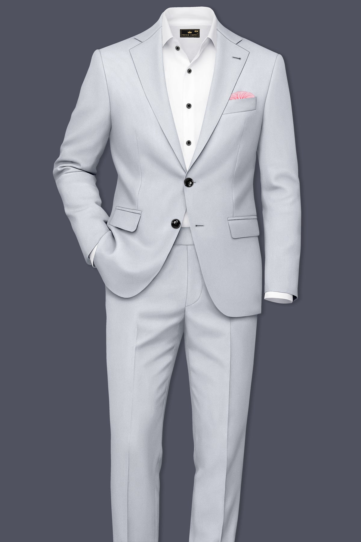 Azure-Periwinkle Gray Wool Rich Slight Stretch Single Breasted Suit