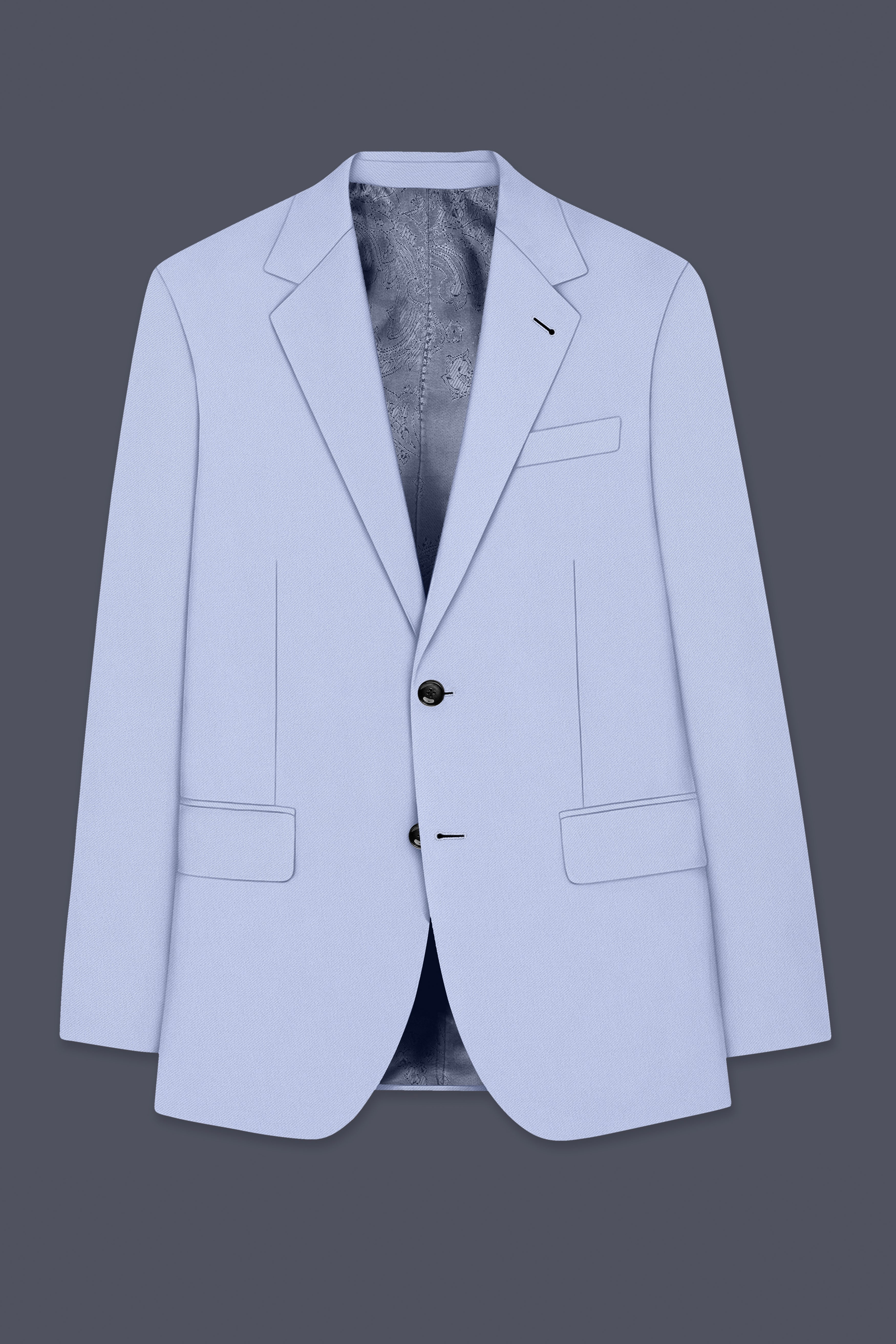 Azure-Periwinkle Blue Wool Rich Slight Stretch Single Breasted Suit