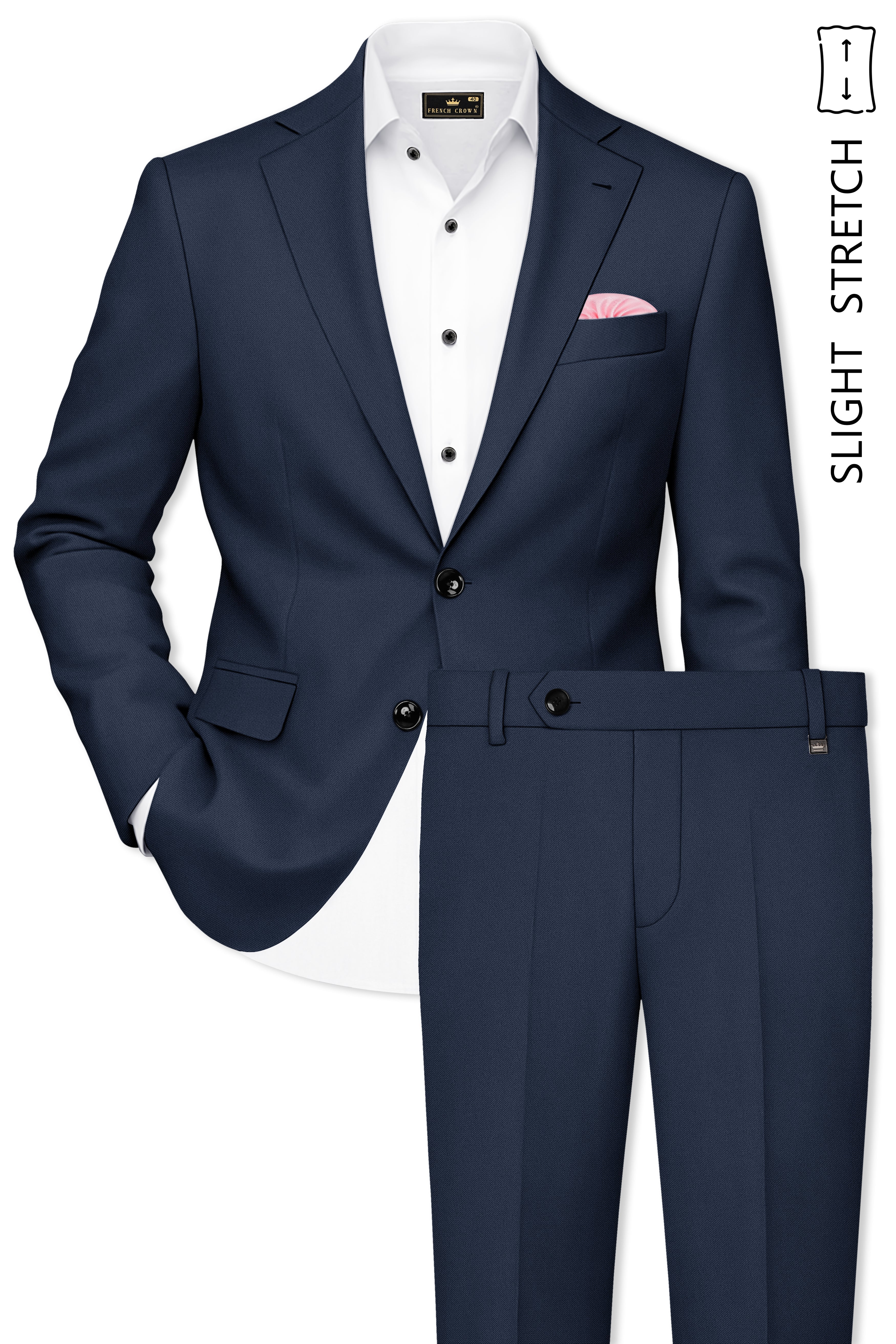 Nautis-Baltic Blue Wool Rich Slight Stretch Single Breasted Suit