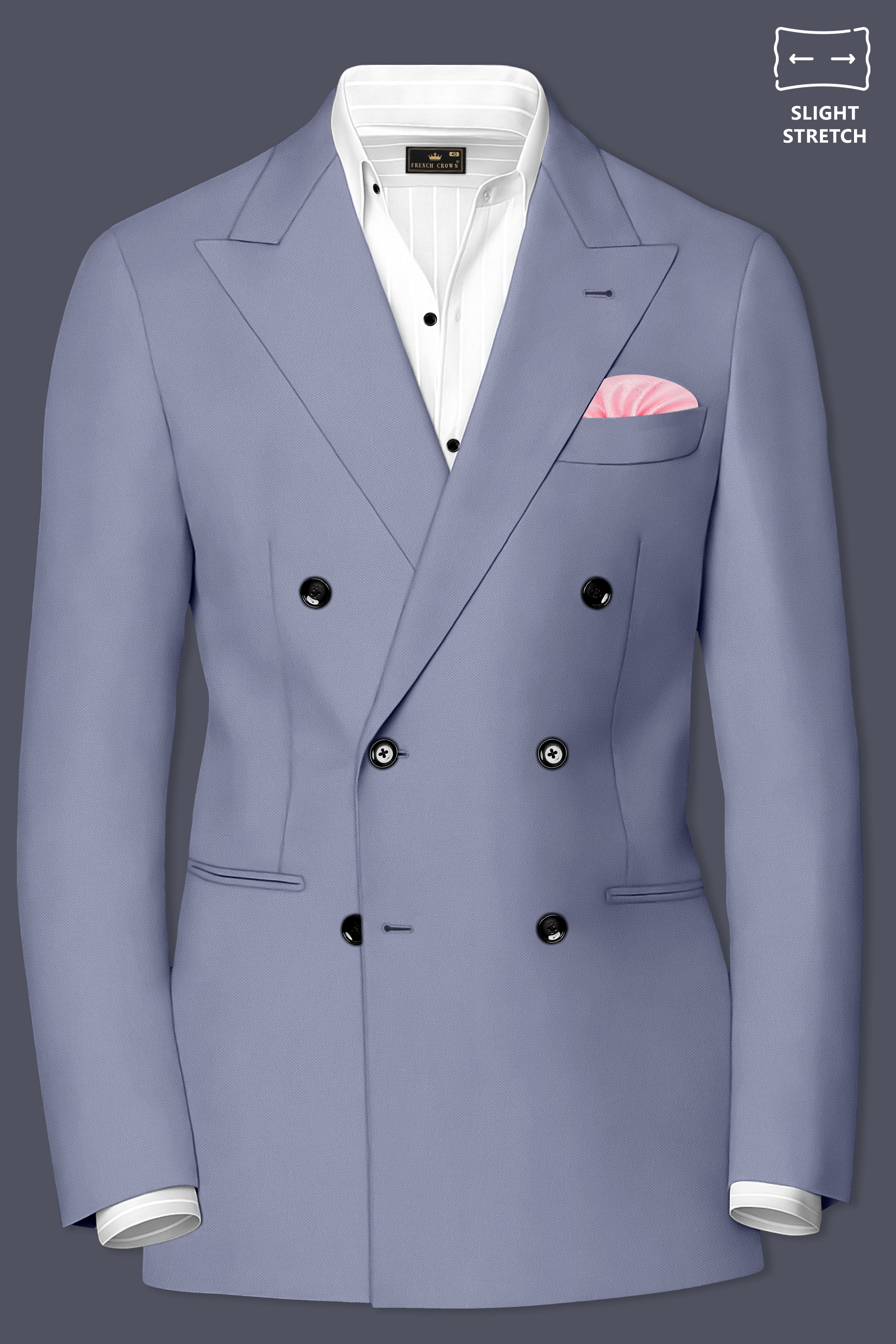 Sterling-Manatee Gray Wool Rich Slight Stretch Double Breasted Suit