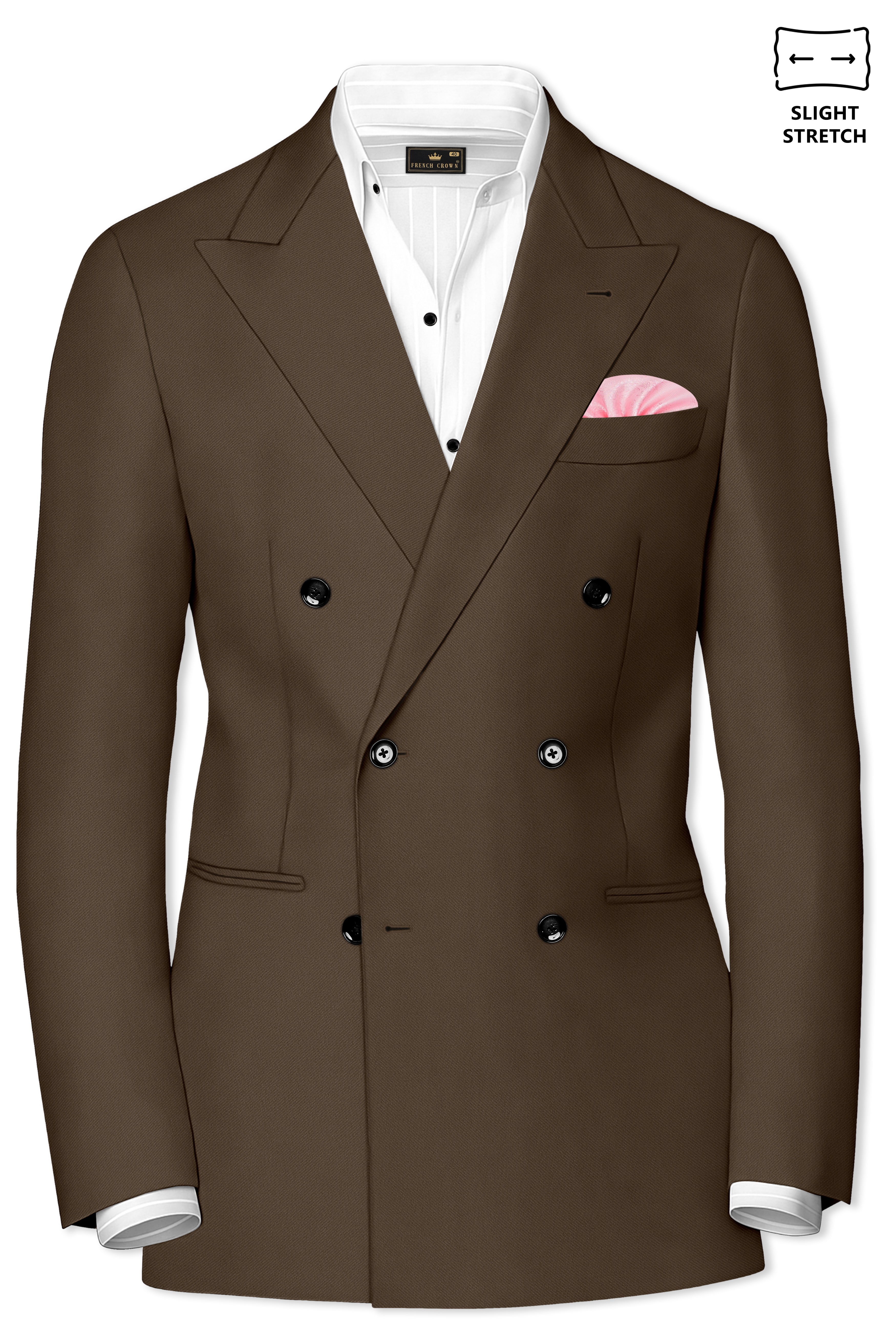 Prestige-Lisbon Brown Wool Rich Slight Stretch Double Breasted Suit