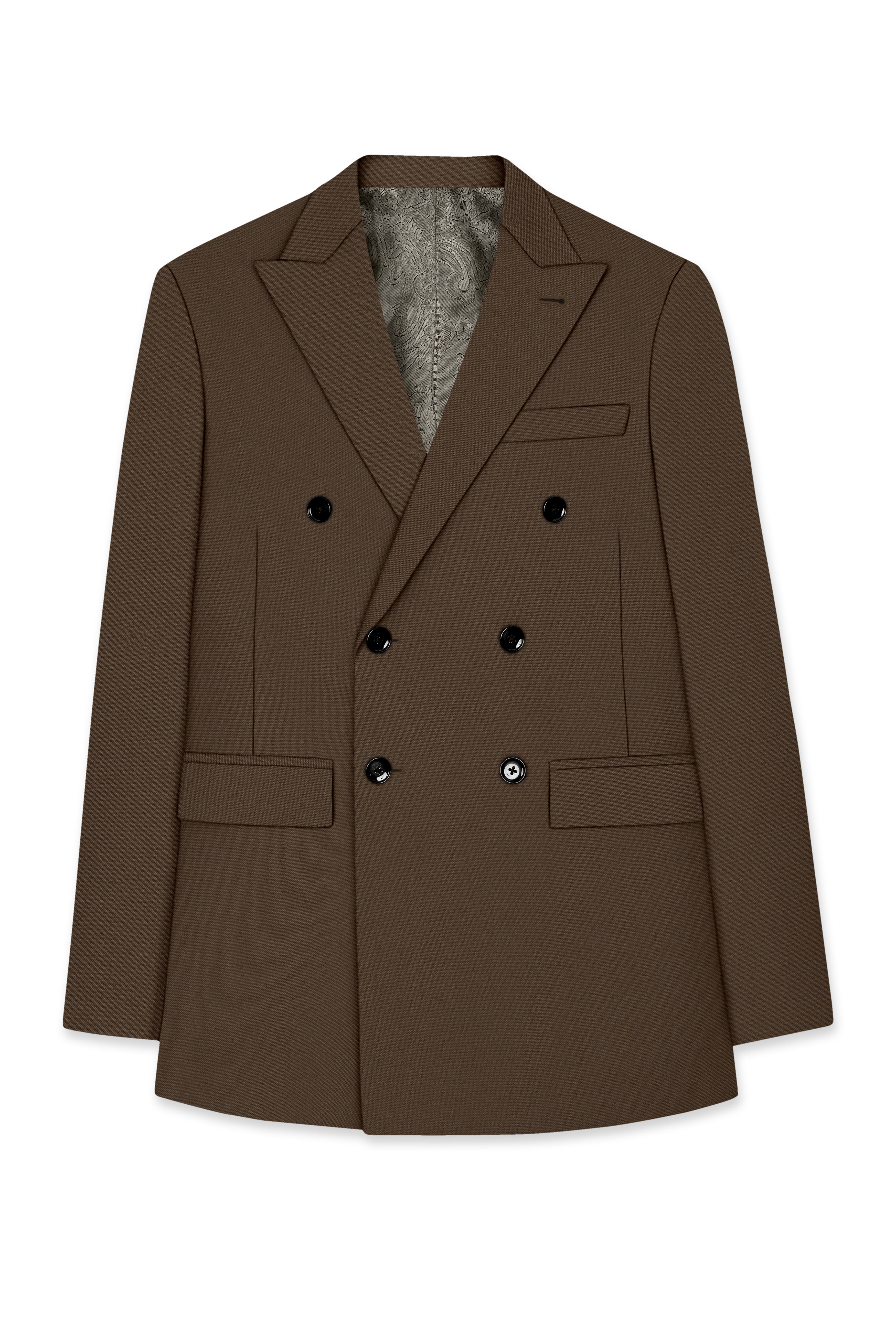 Prestige-Lisbon Brown Wool Rich Slight Stretch Double Breasted Suit