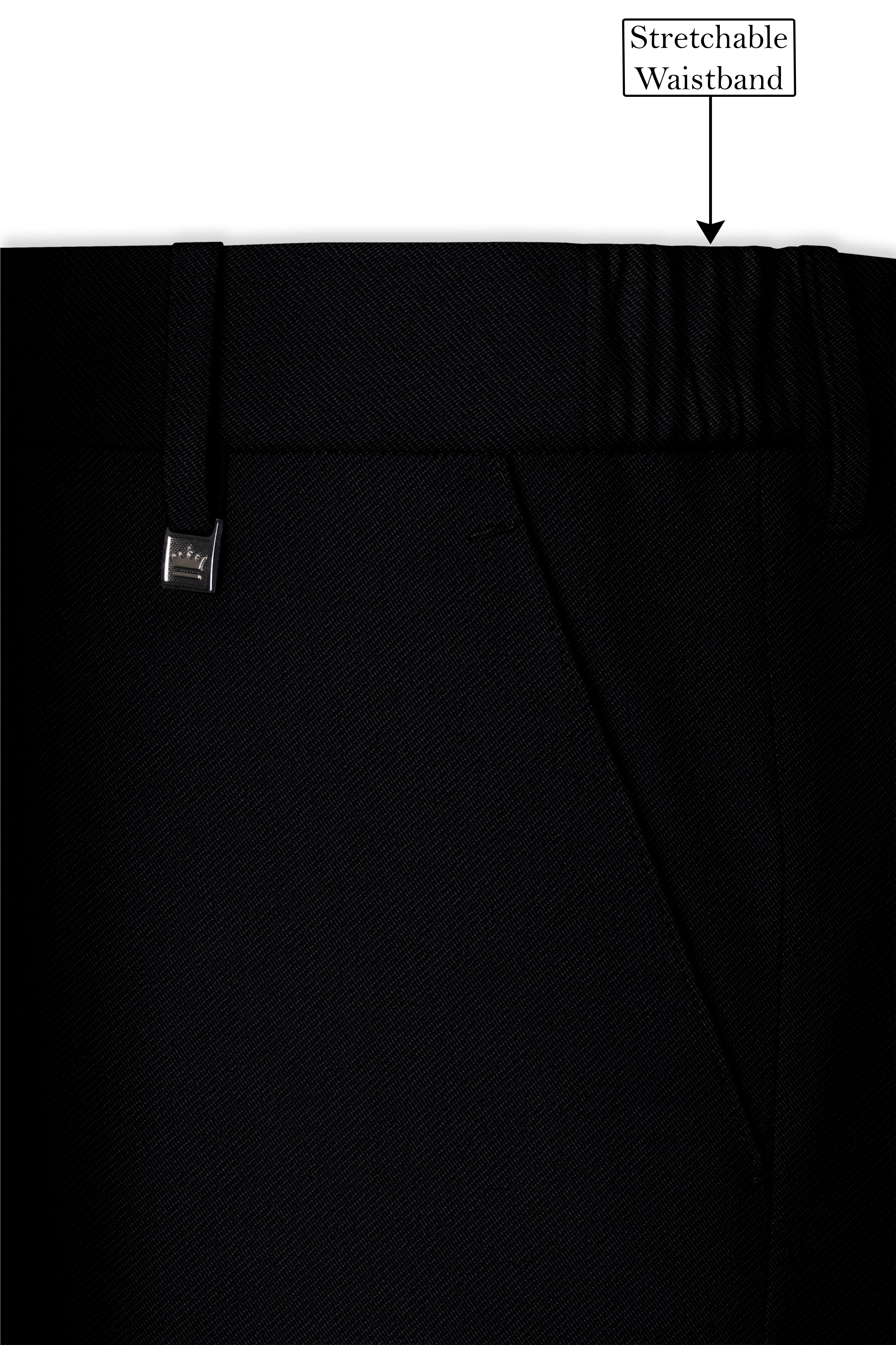 Noir-Jade Black Wool Rich Slight Stretch Double Breasted Suit