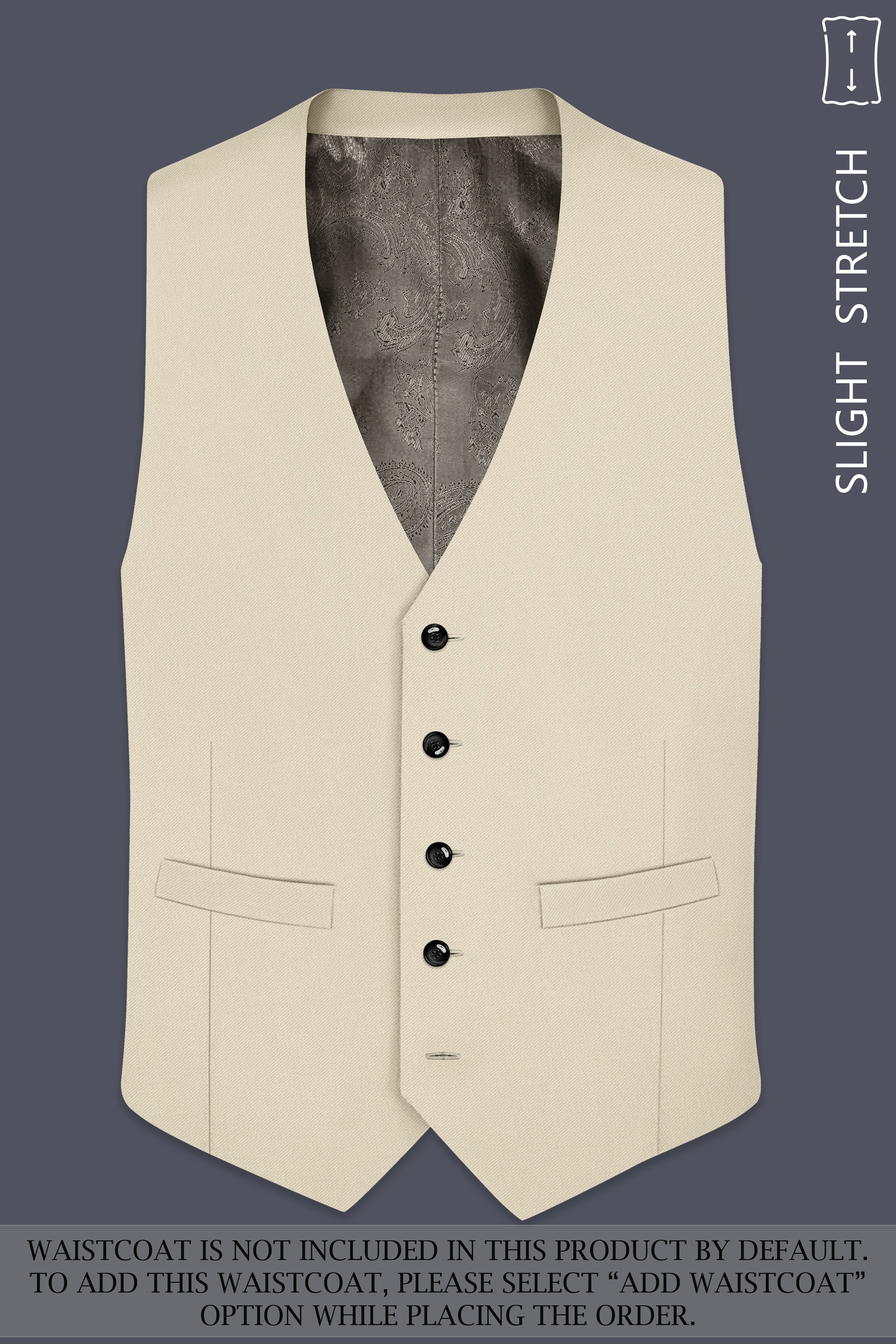 Ivora-Almond Cream Wool Rich Slight Stretch Double Breasted Suit