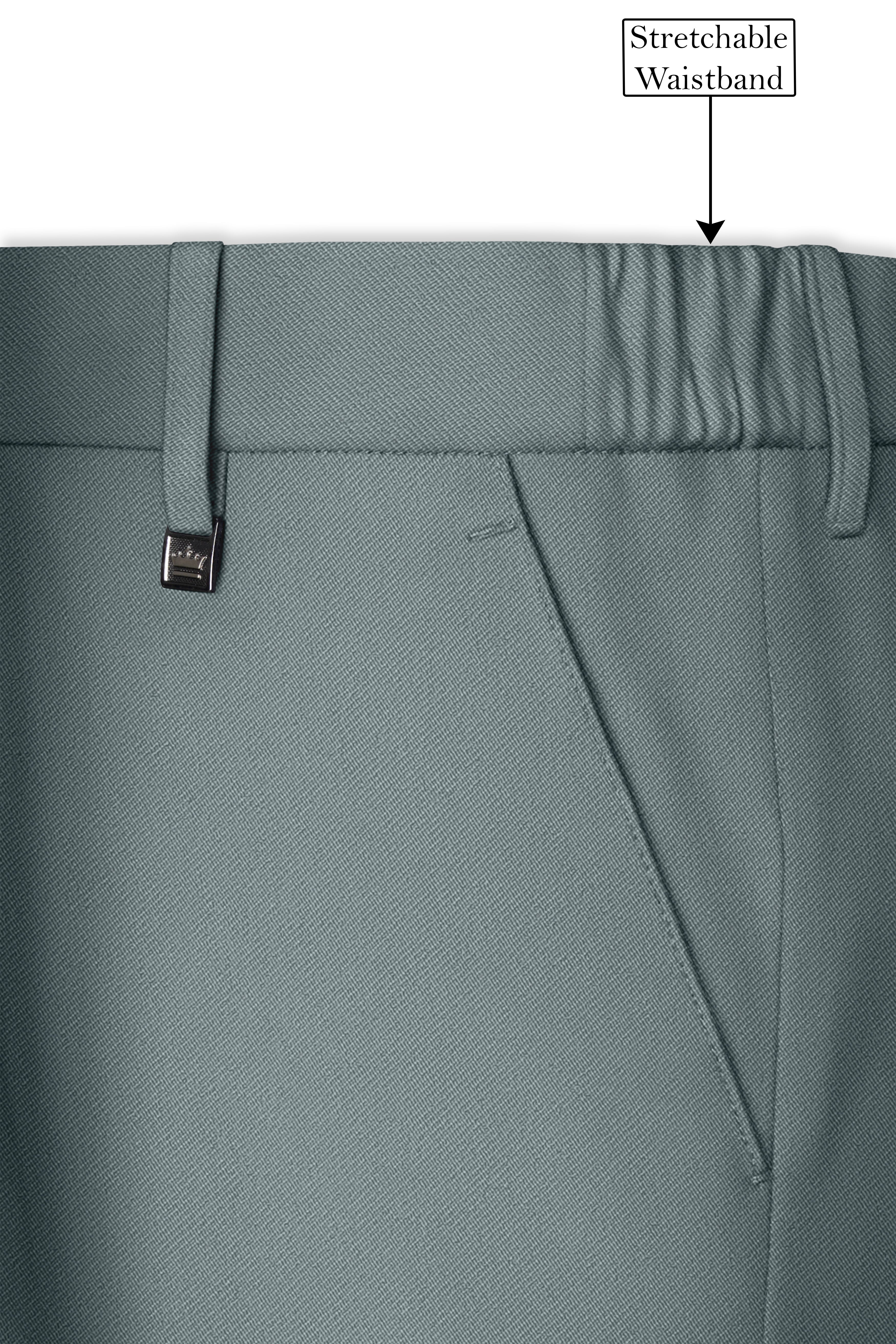 Verdant-Raven Green Wool Rich Slight Stretch Double Breasted Suit