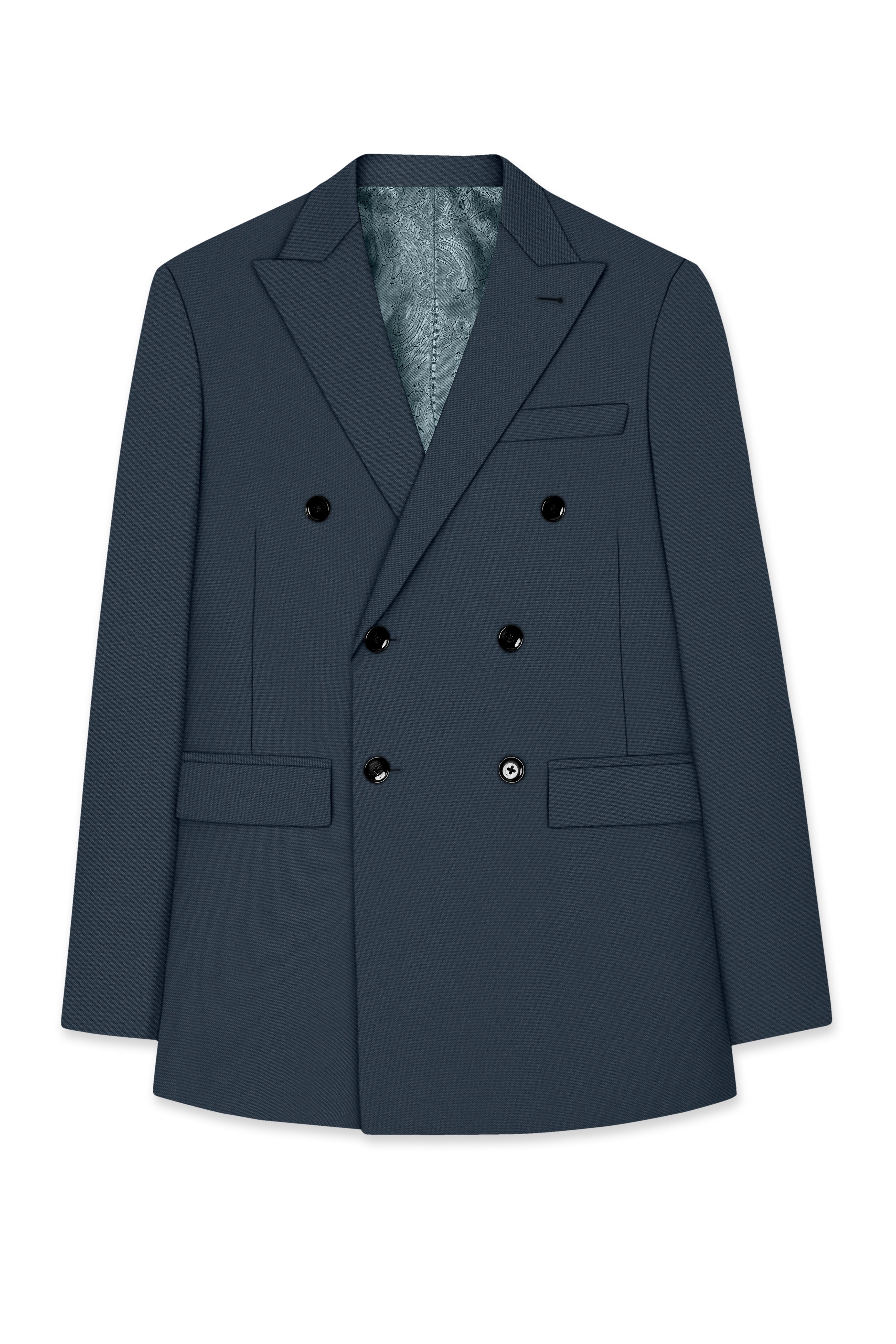 Titan-Shark Gray Wool Rich Slight Stretch Double Breasted Suit