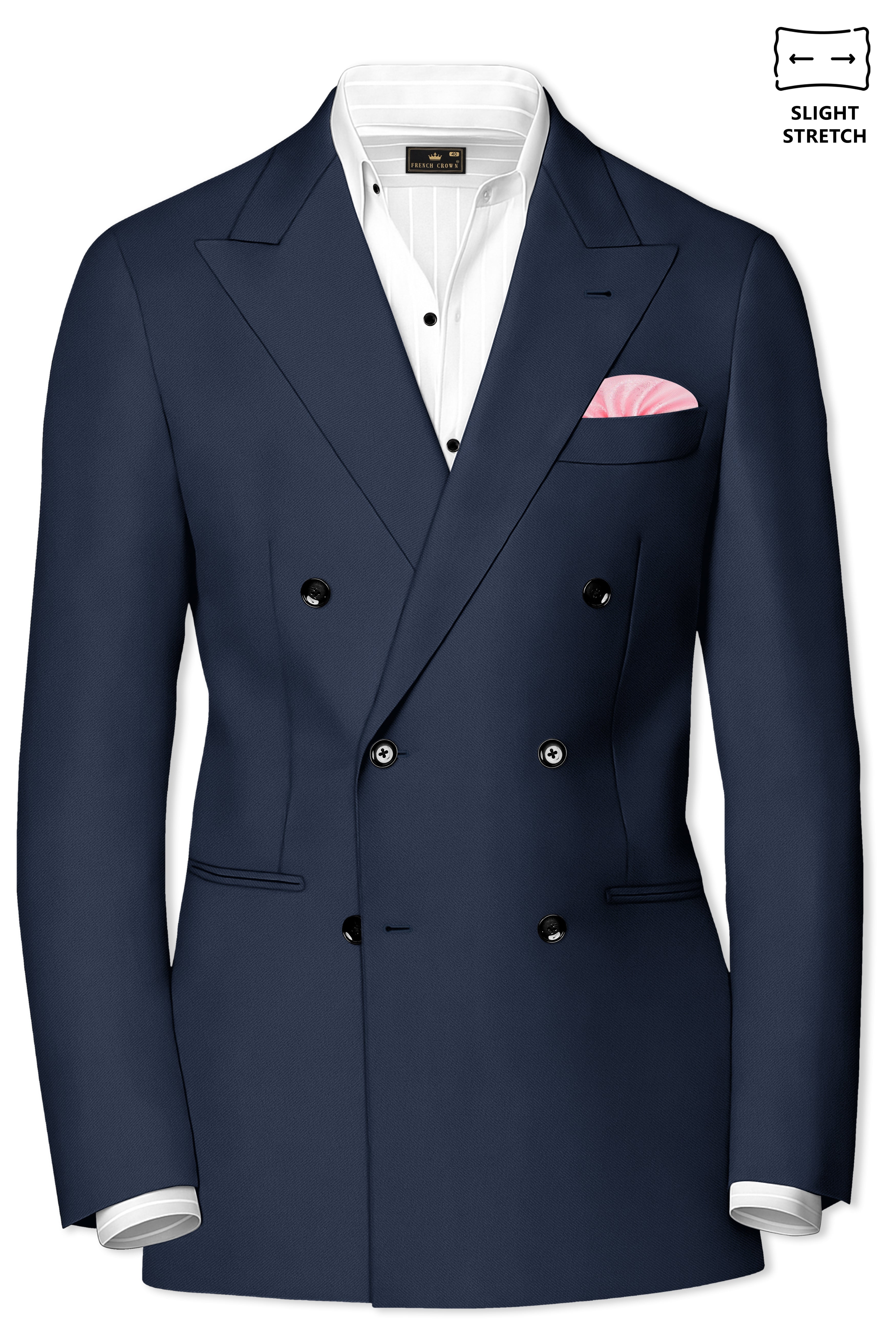 Nautis-Baltic Blue Wool Rich Slight Stretch Double Breasted Suit