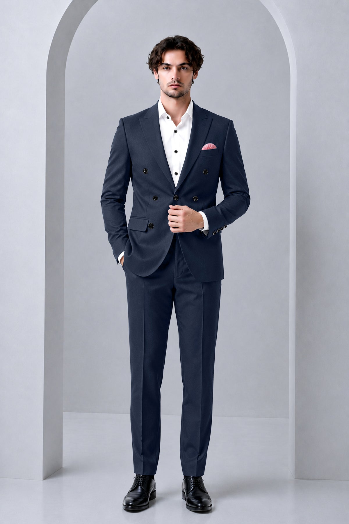 Nautis-Baltic Blue Wool Rich Slight Stretch Double Breasted Suit