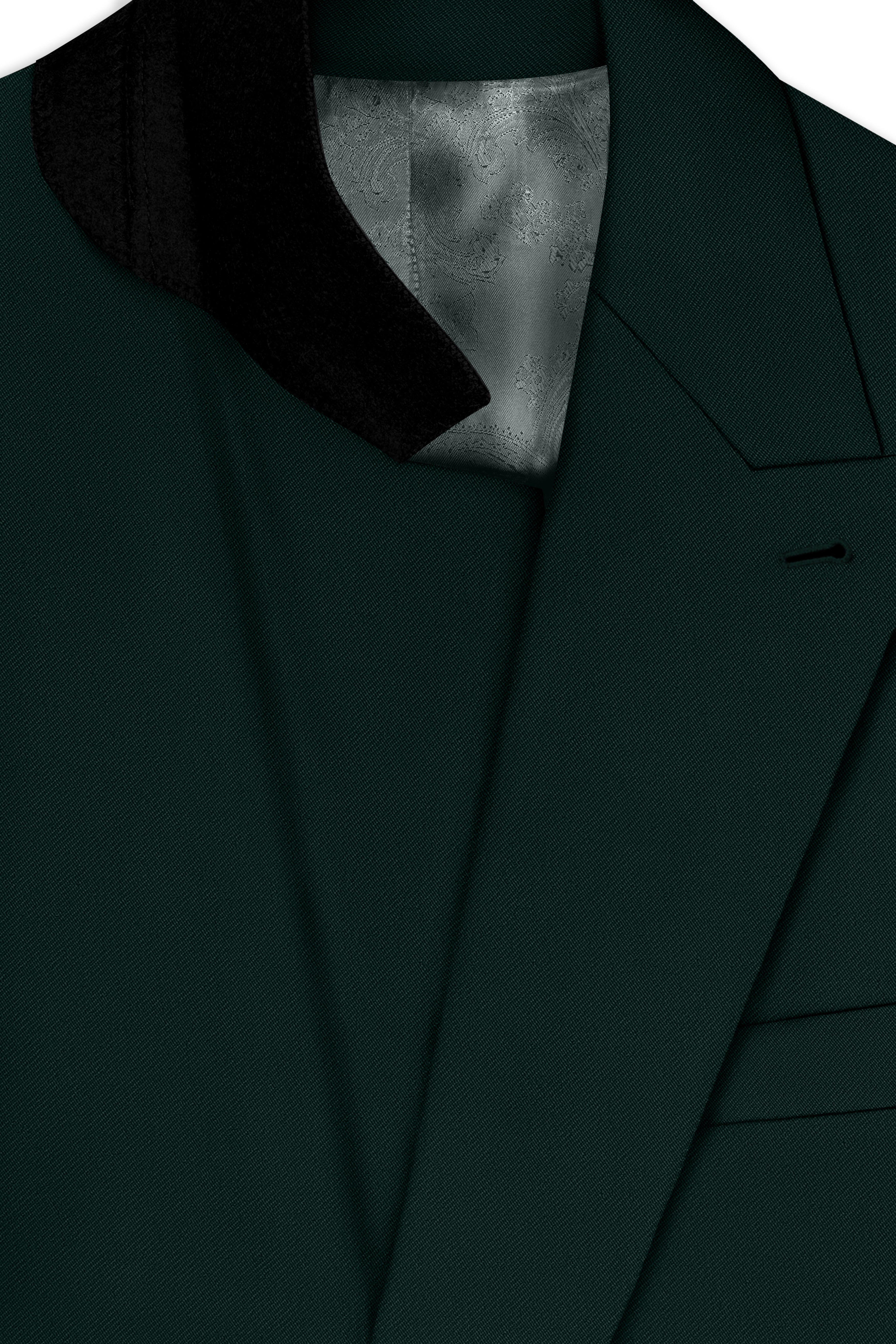 Lustre-Emerald Green Wool Rich Slight Stretch Double Breasted Suit
