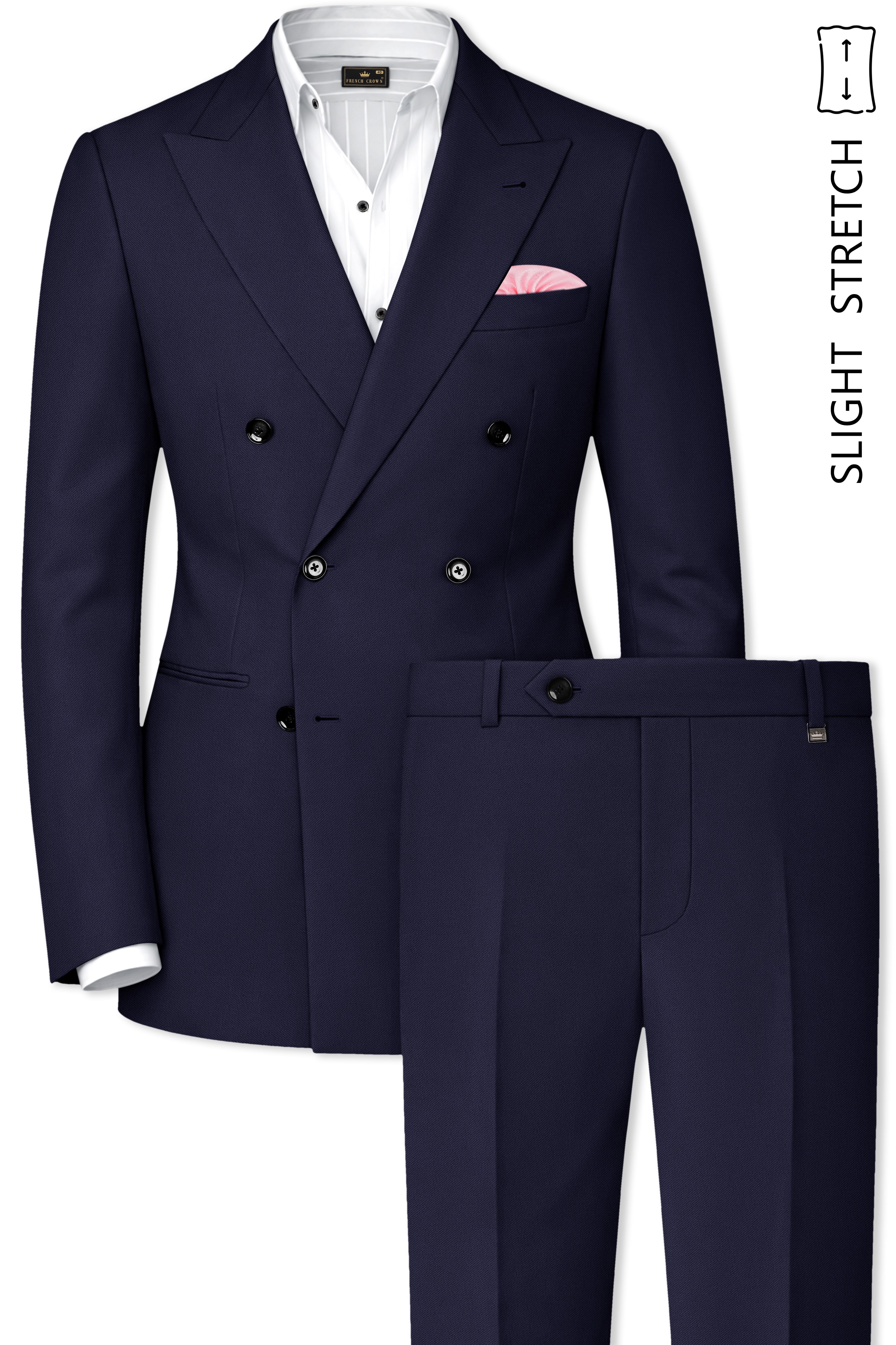 Azure-Baltic Sea Blue Wool Rich Slight Stretch Double Breasted Suit