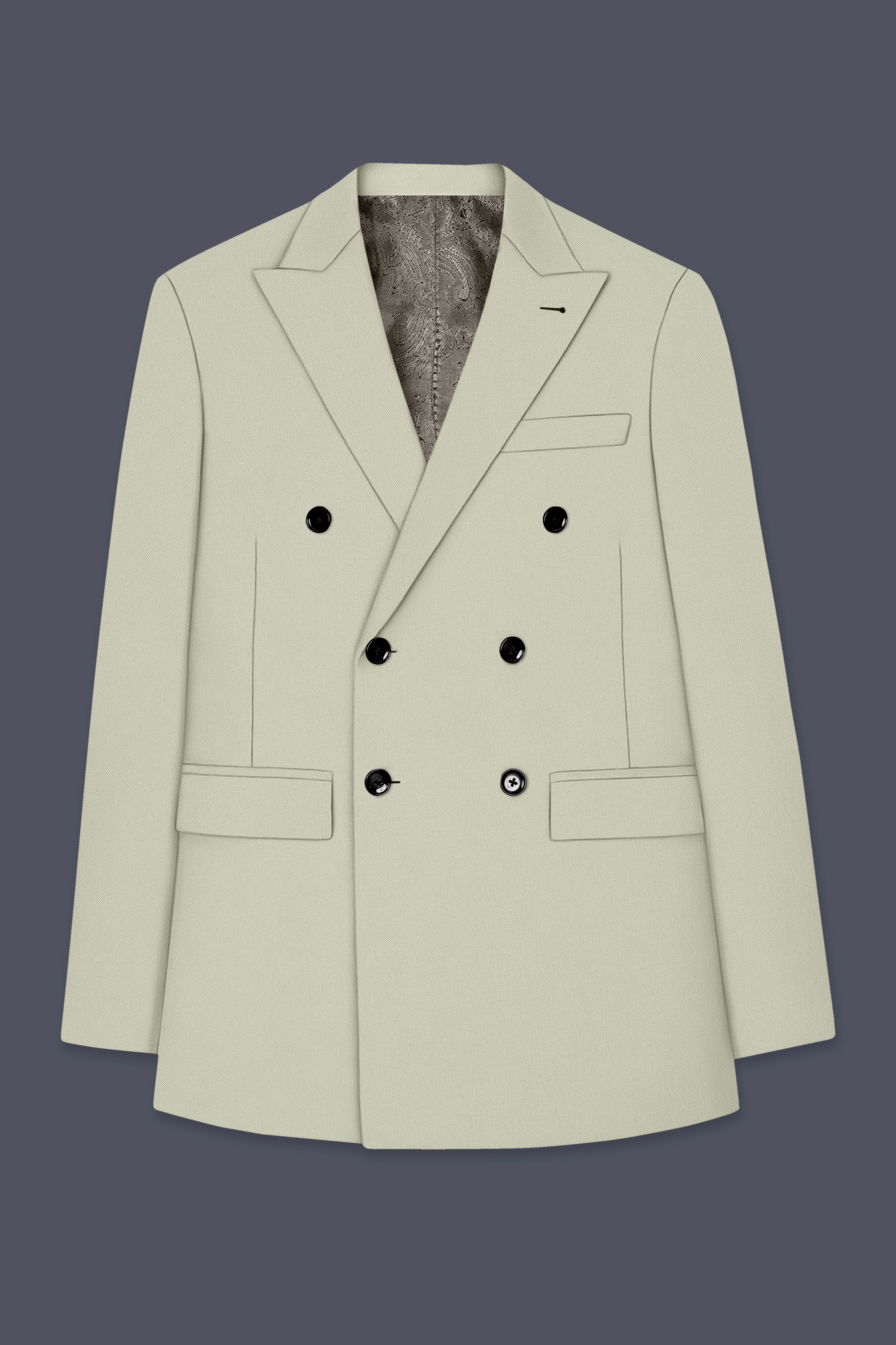 Verde-Tana Green Wool Rich Slight Stretch Double Breasted Suit