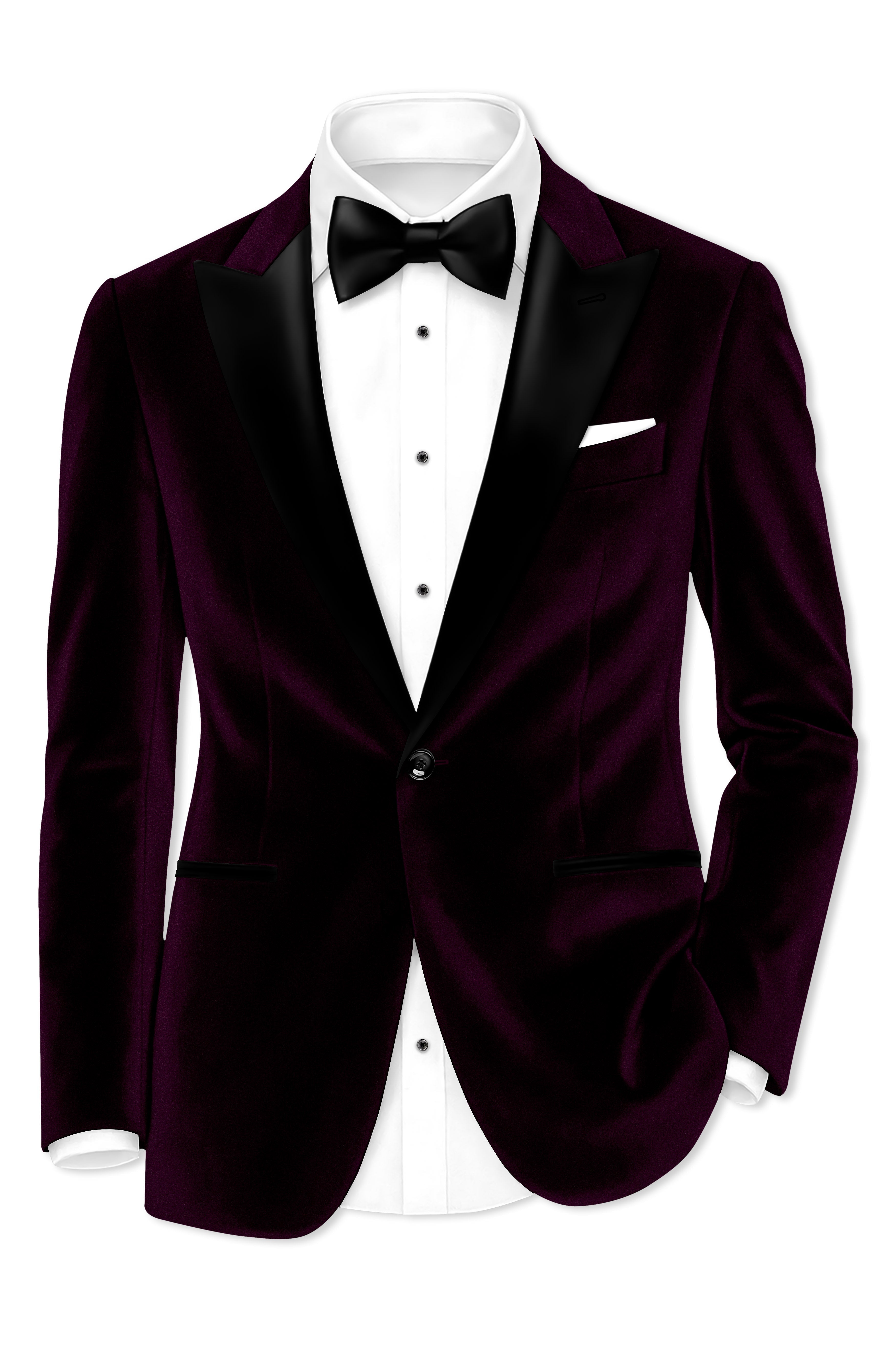 Regalis-Asphalt Purple Velvet Peak Lapel Tuxedo Suit