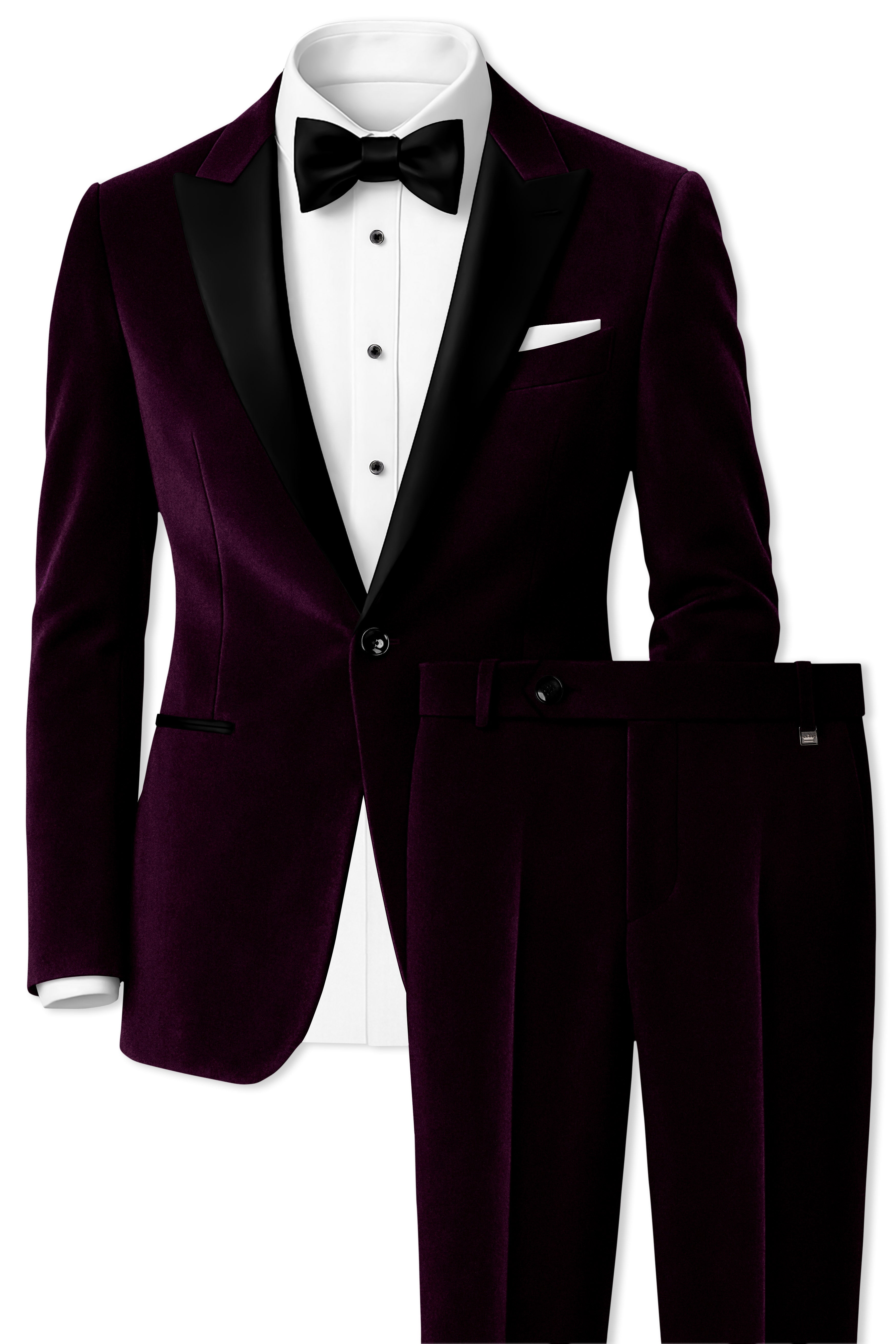 Regalis-Asphalt Purple Velvet Peak Lapel Tuxedo Suit