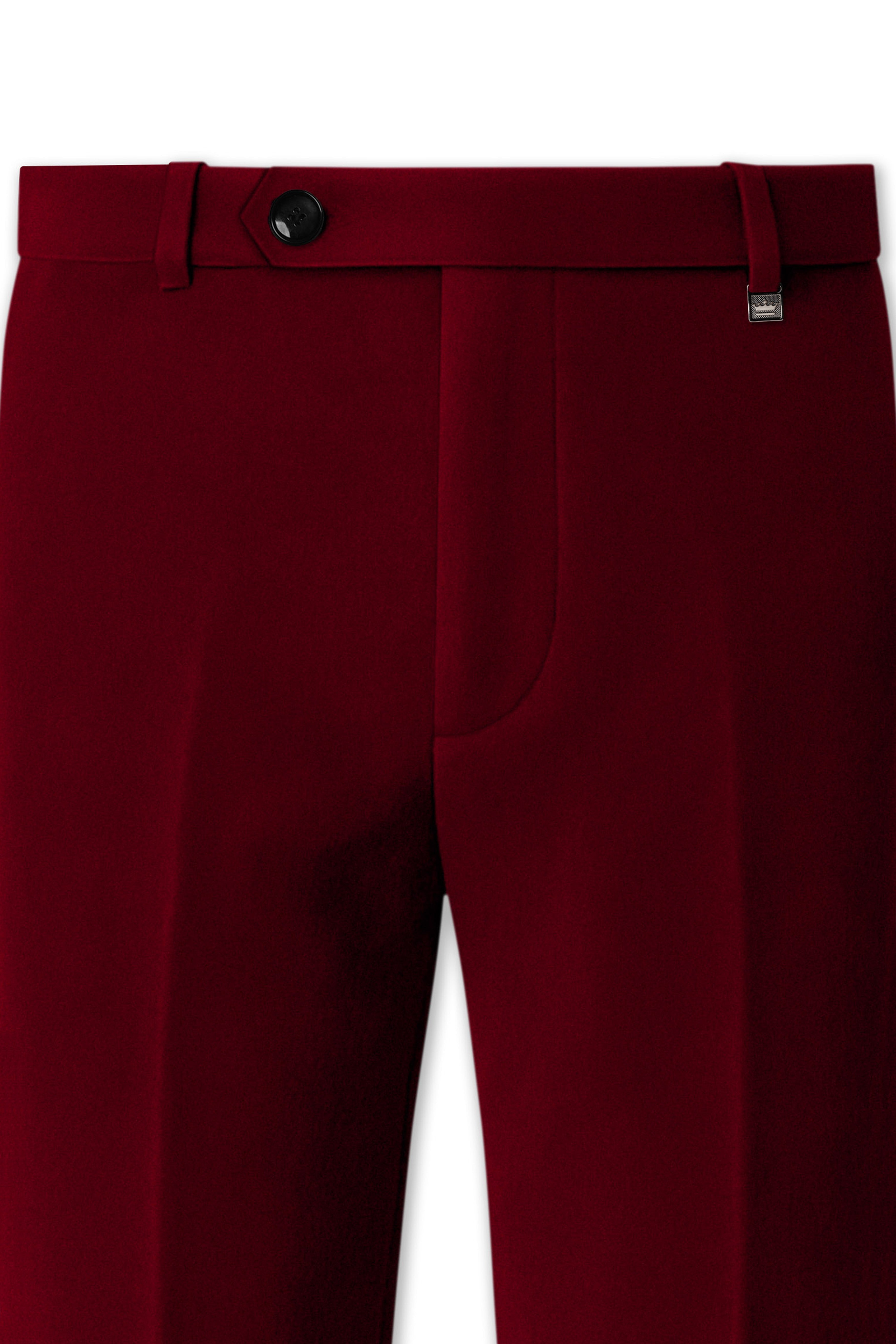 Crimsone-Temptress Red Velvet Peak Lapel Tuxedo Suit