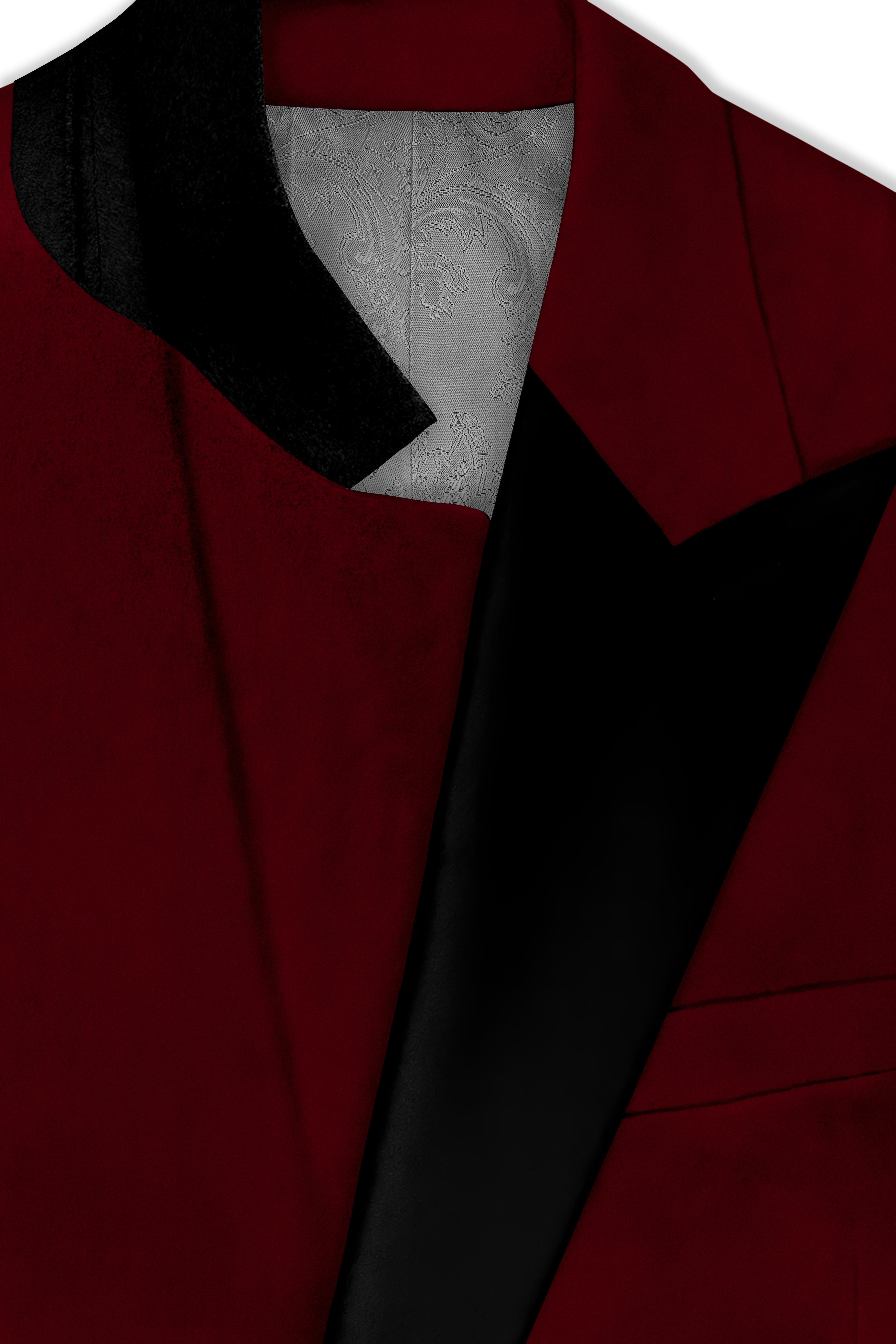 Crimsone-Temptress Red Velvet Peak Lapel Tuxedo Suit