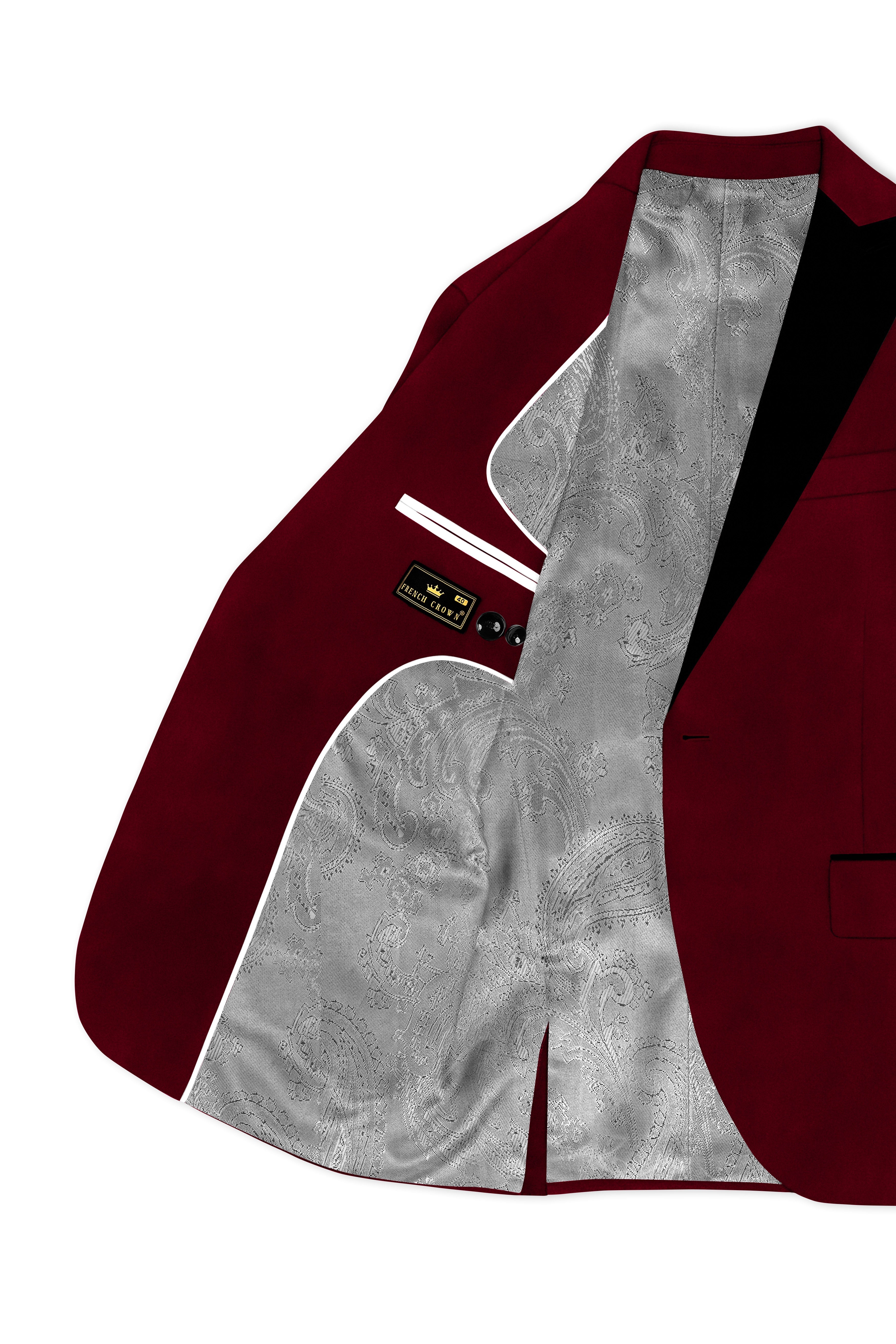 Crimsone-Temptress Red Velvet Peak Lapel Tuxedo Suit