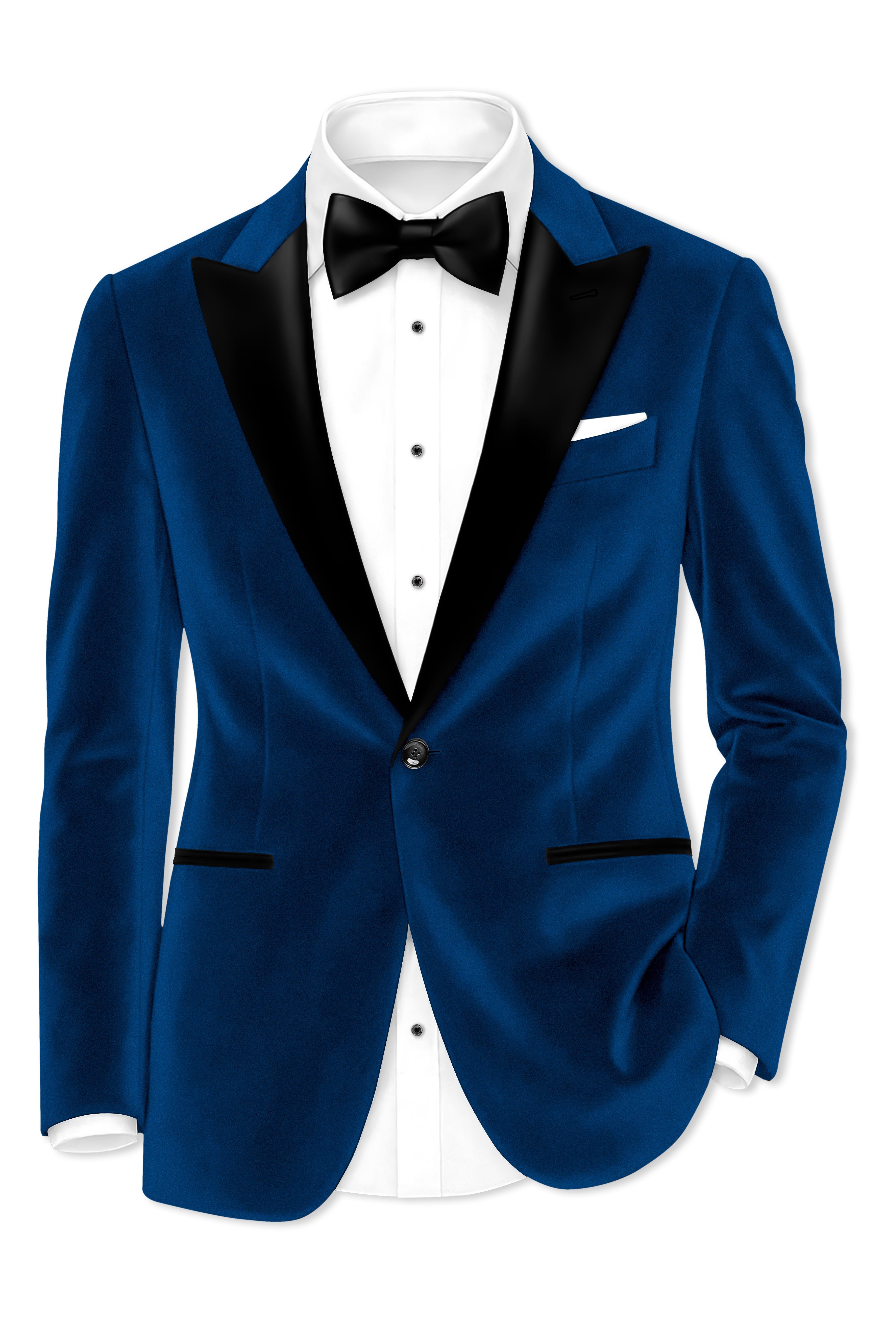 Caspian-Downriver Blue Velvet Peak Lapel Tuxedo Suit