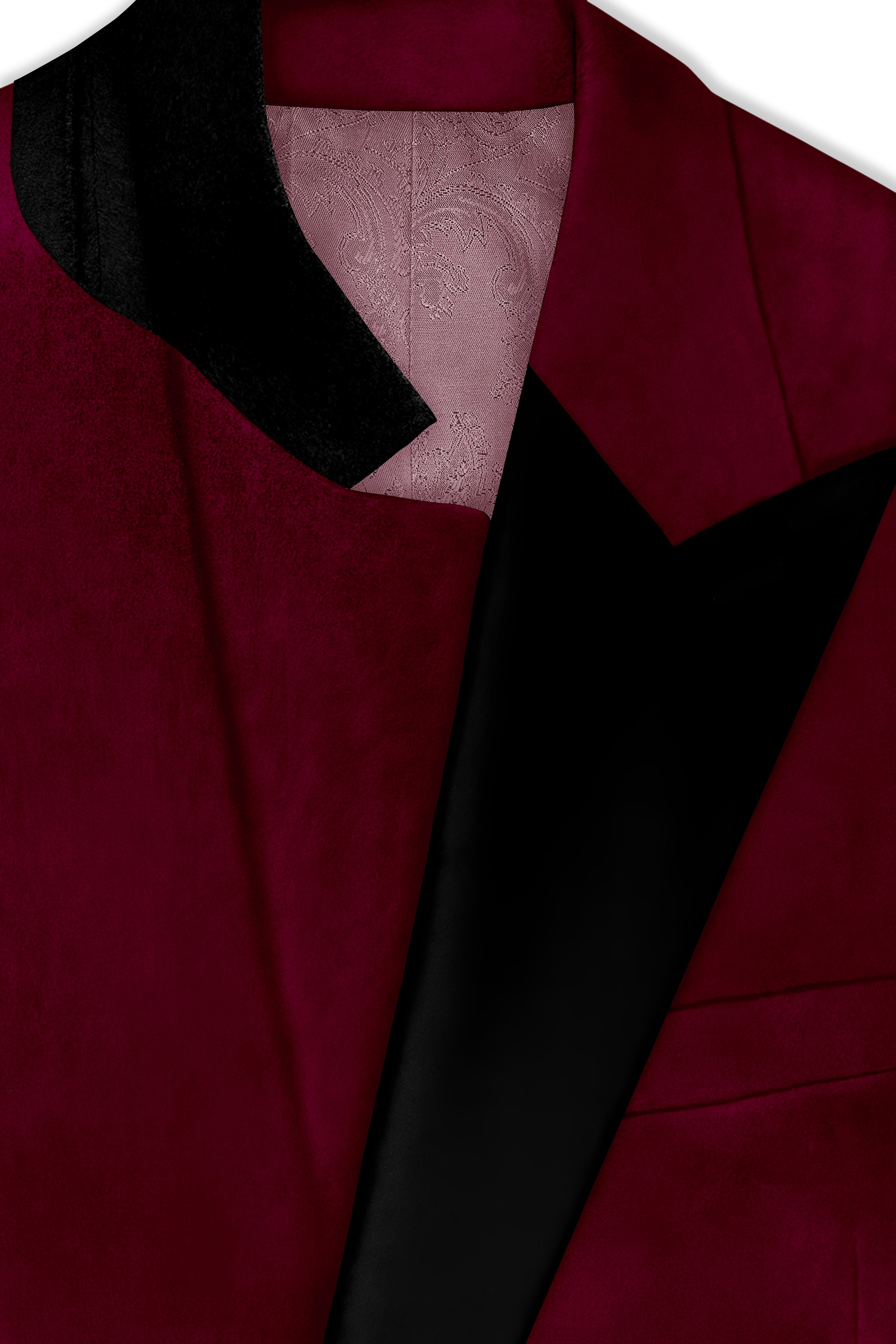 Amour-Scarlet Pink Velvet Peak Lapel Tuxedo Suit