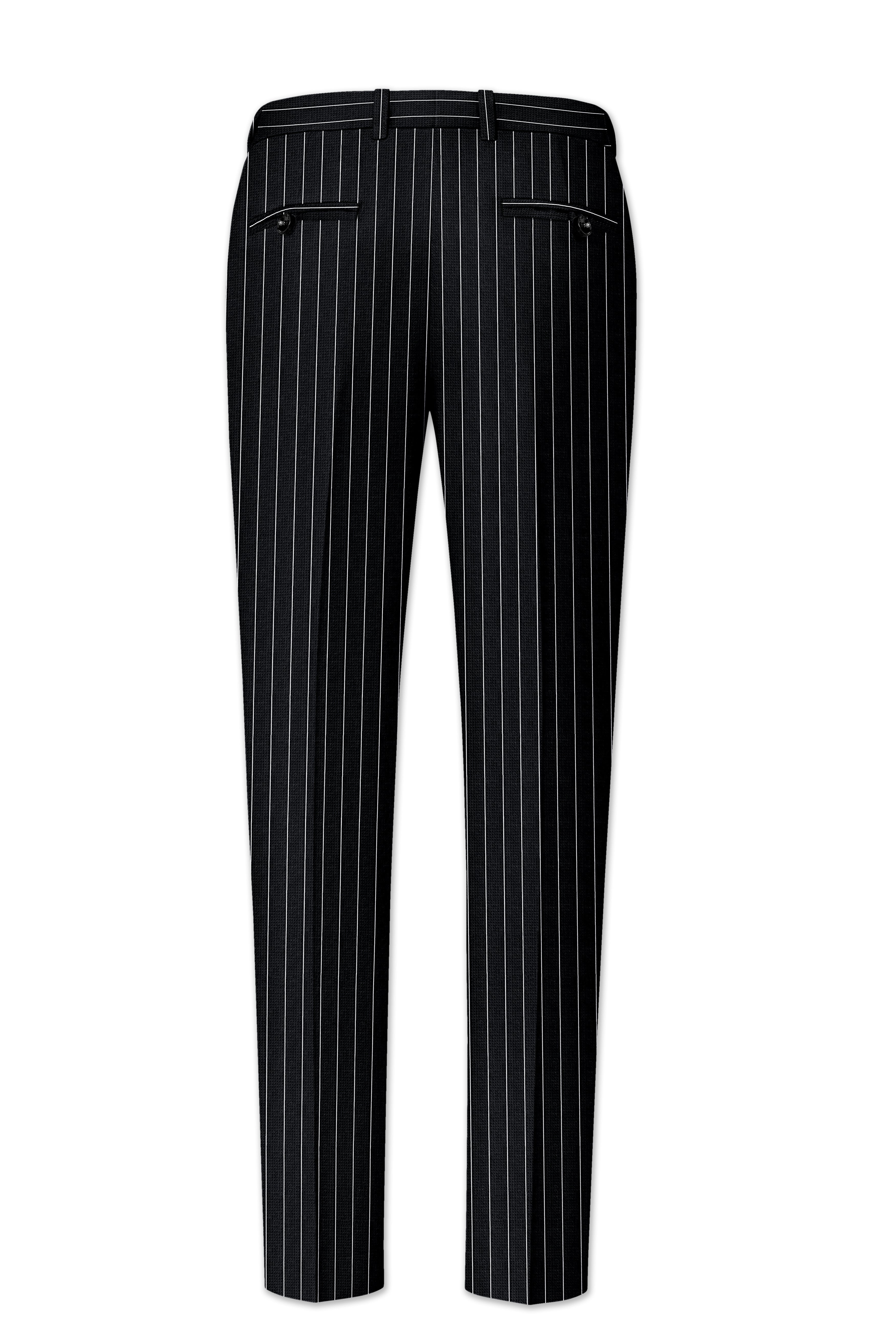 Viceroy-Jade Black And Bright White Chalk Striped Wool Rich Slight Stretch Single Breasted Suit