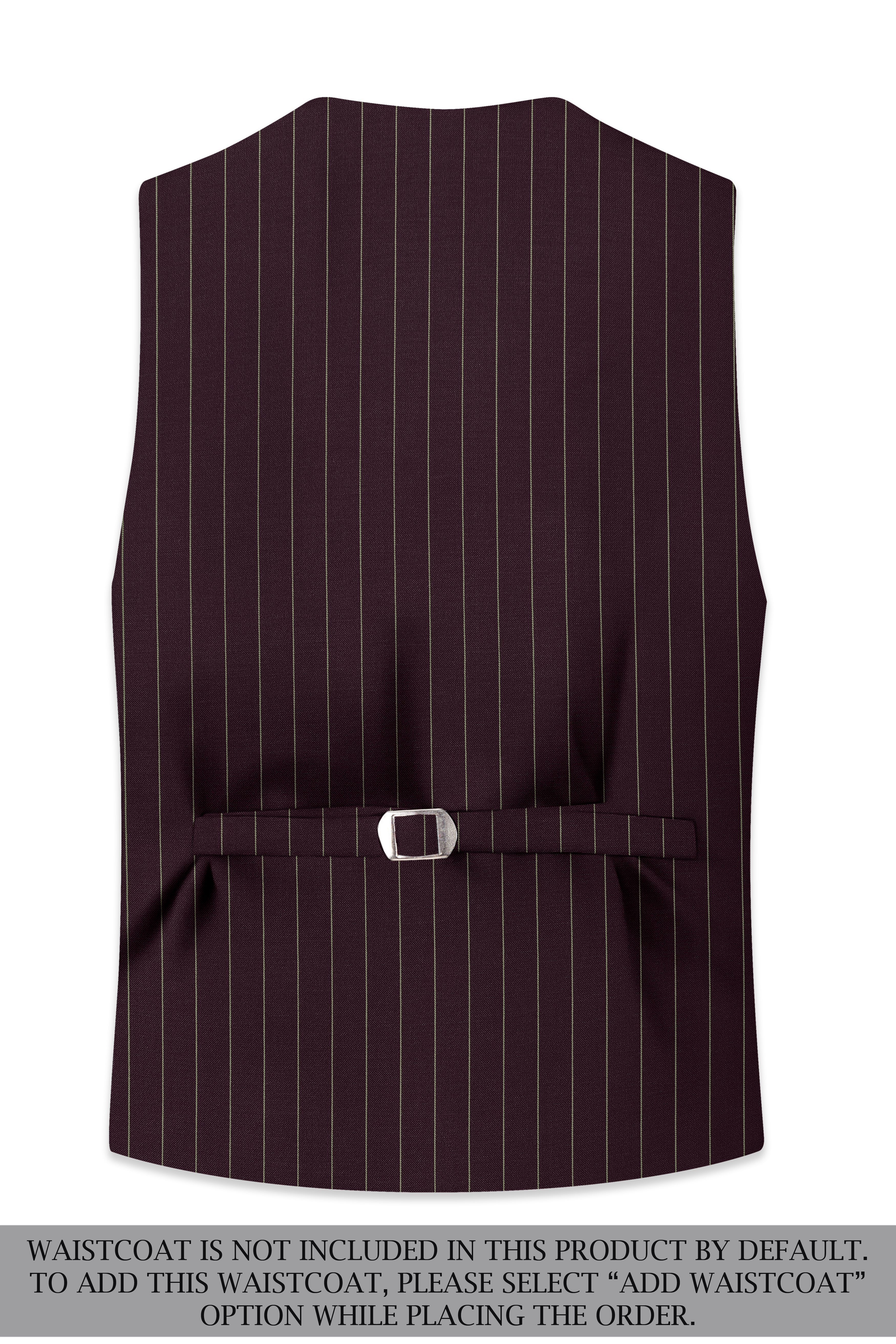 Valiant-Seal Maroon And Bright White Chalk Striped Wool Rich Slight Stretch Single Breasted Suit