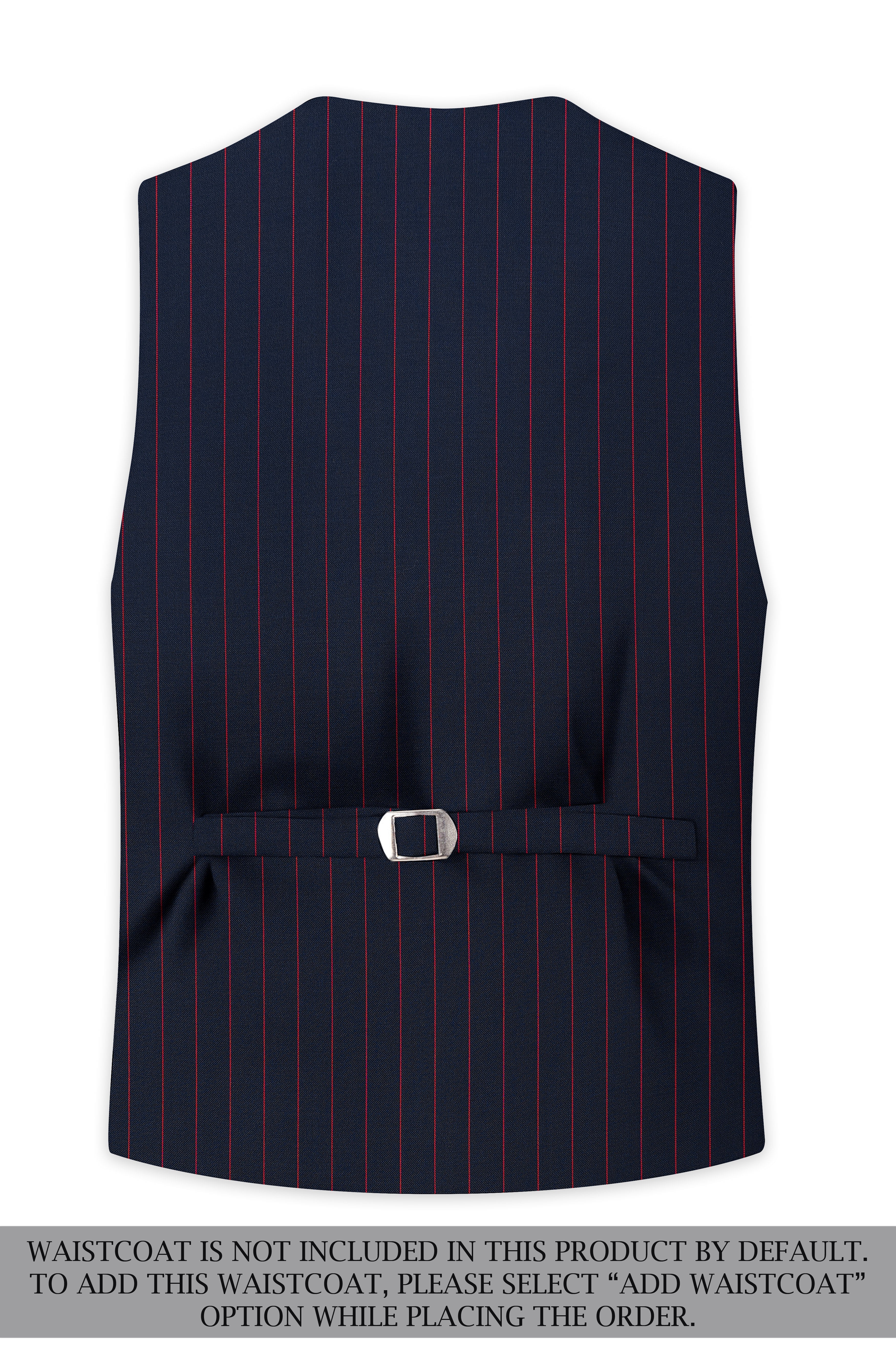 Striata-Haiti Blue And Brick Pink Chalk Striped Wool Rich Slight Stretch Double Breasted Suit