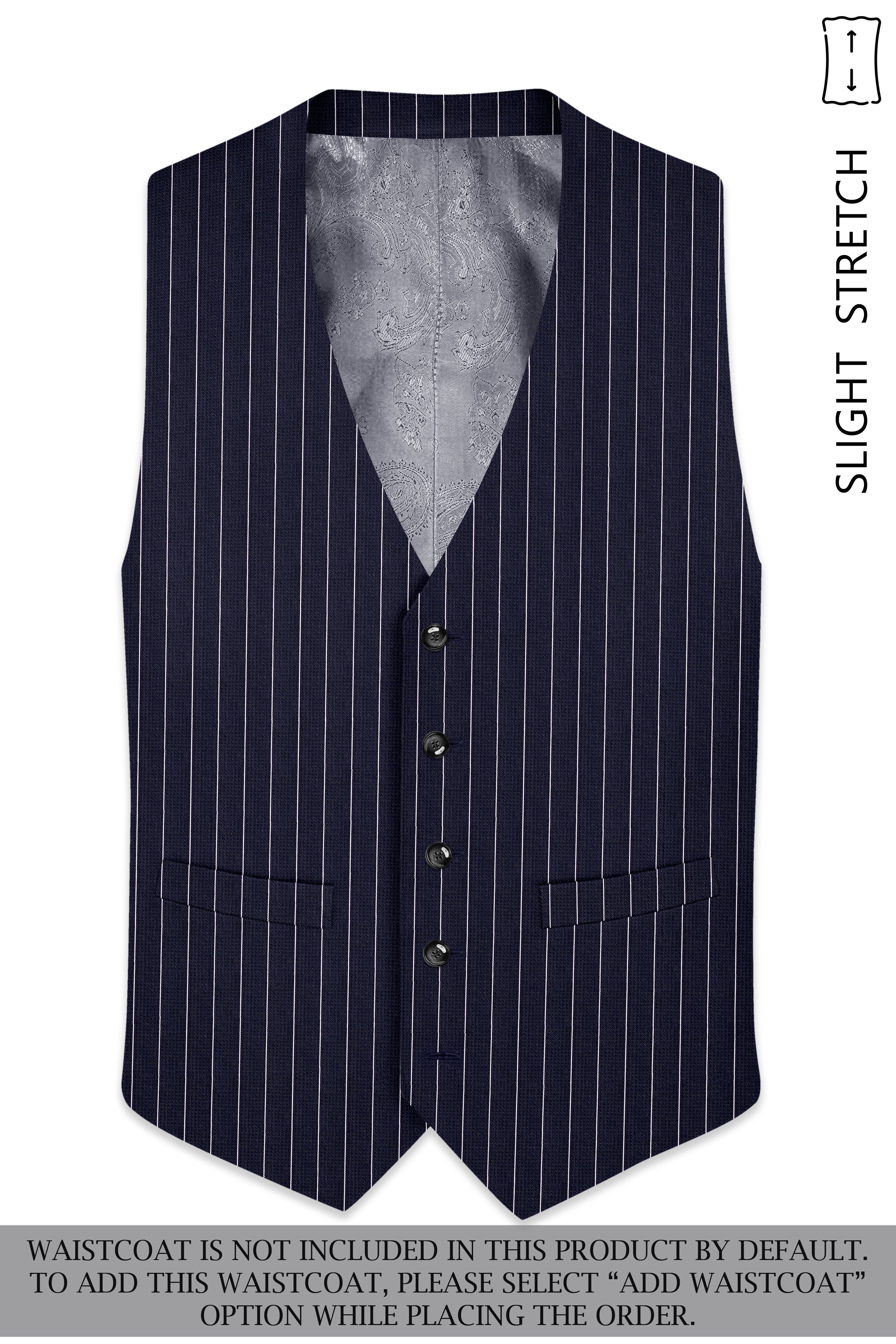 Regent-Ebony Blue And Bright White Chalk Striped Wool Rich Slight Stretch Double Breasted Suit