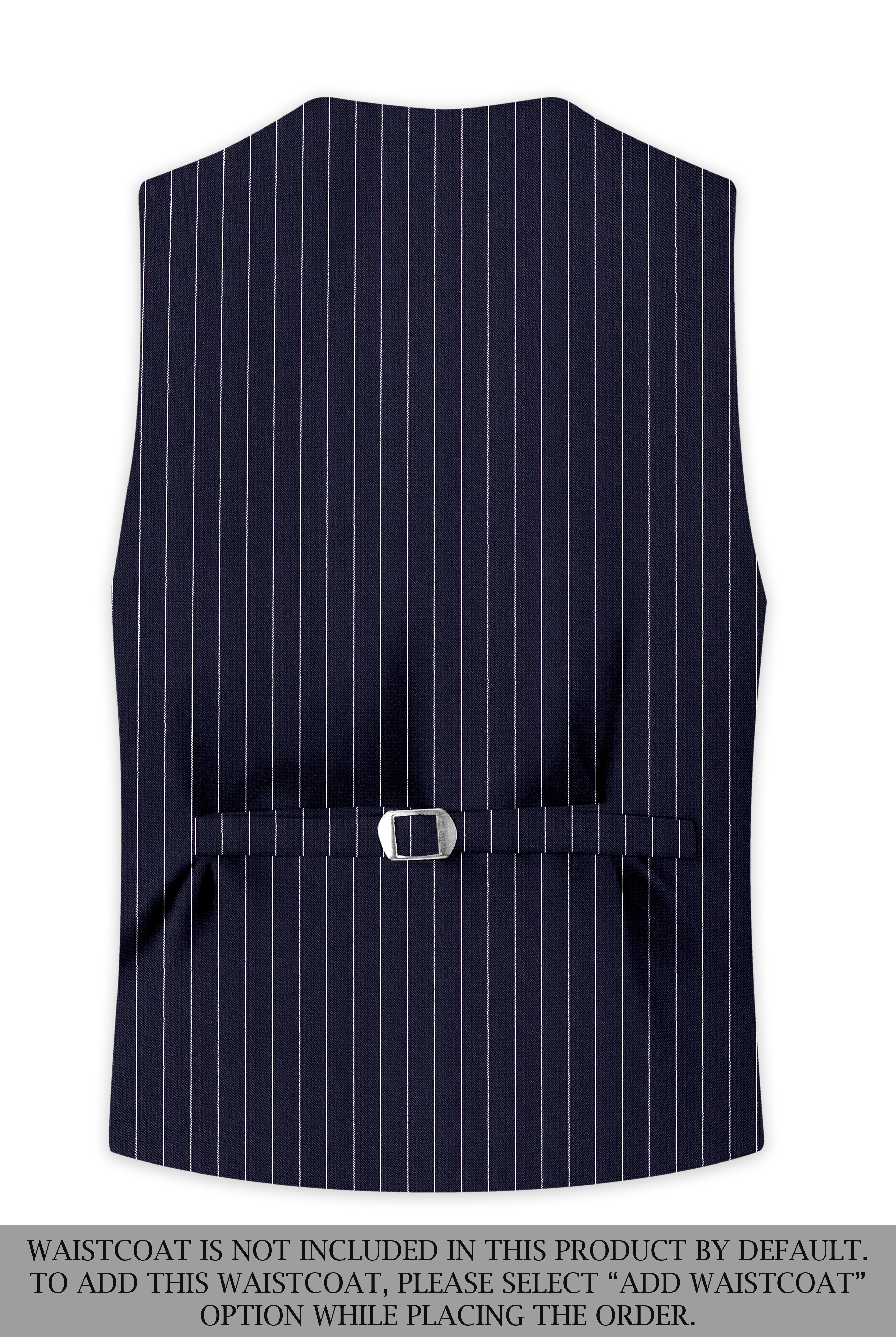 Regent-Ebony Blue And Bright White Chalk Striped Wool Rich Slight Stretch Double Breasted Suit