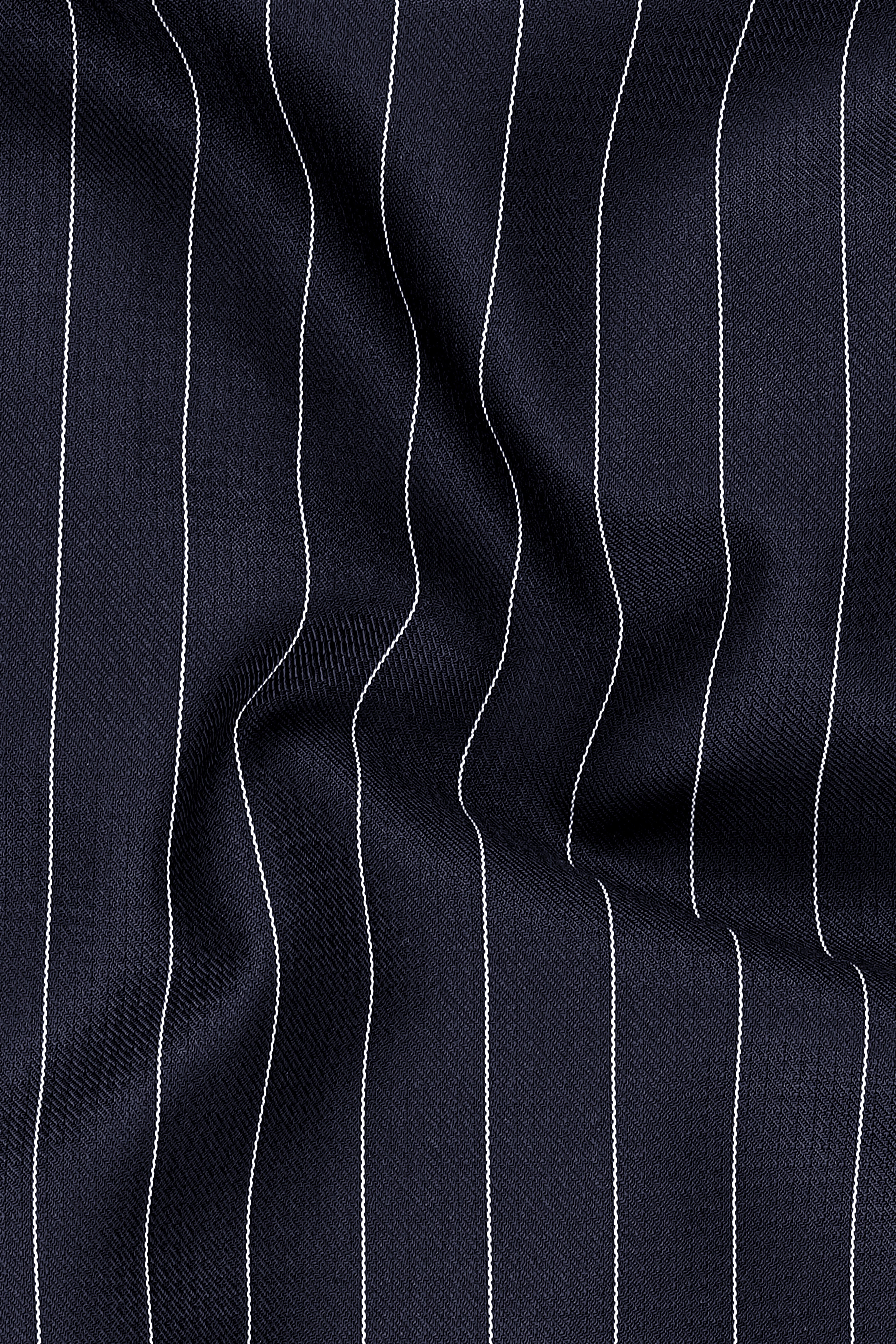 Regent-Ebony Blue And Bright White Chalk Striped Wool Rich Slight Stretch Double Breasted Suit